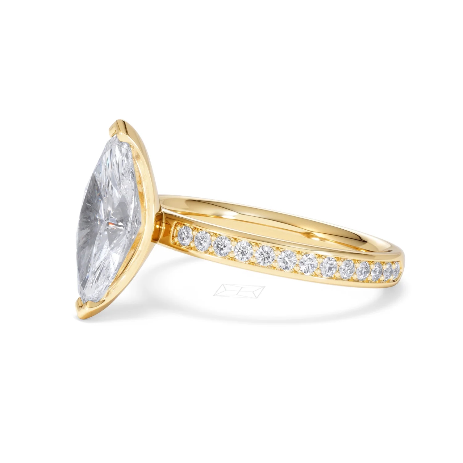 Origin 2.25ct Marquise Cut Lab Diamond Solitaire Engagement Ring with Side Stones in 18K Yellow Gold - Image 74