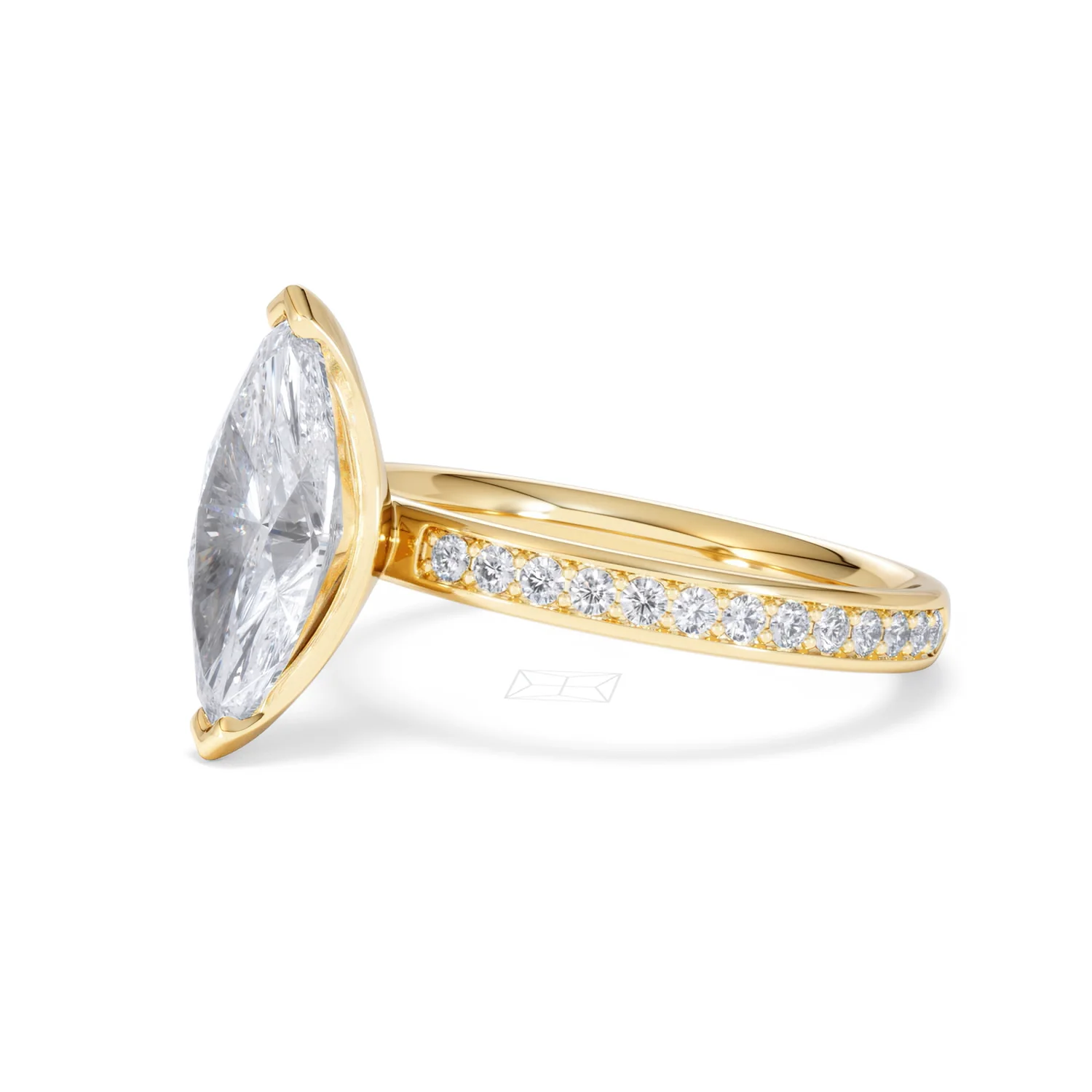 Origin 2.25ct Marquise Cut Lab Diamond Solitaire Engagement Ring with Side Stones in 18K Yellow Gold - Image 75