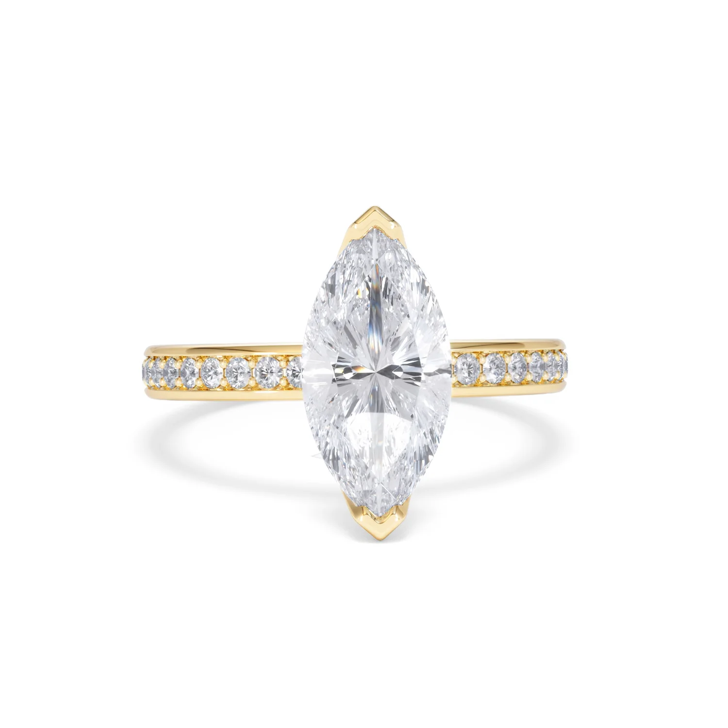 Origin 2.25ct Marquise Cut Lab Diamond Solitaire Engagement Ring with Side Stones in 18K Yellow Gold - Image 8