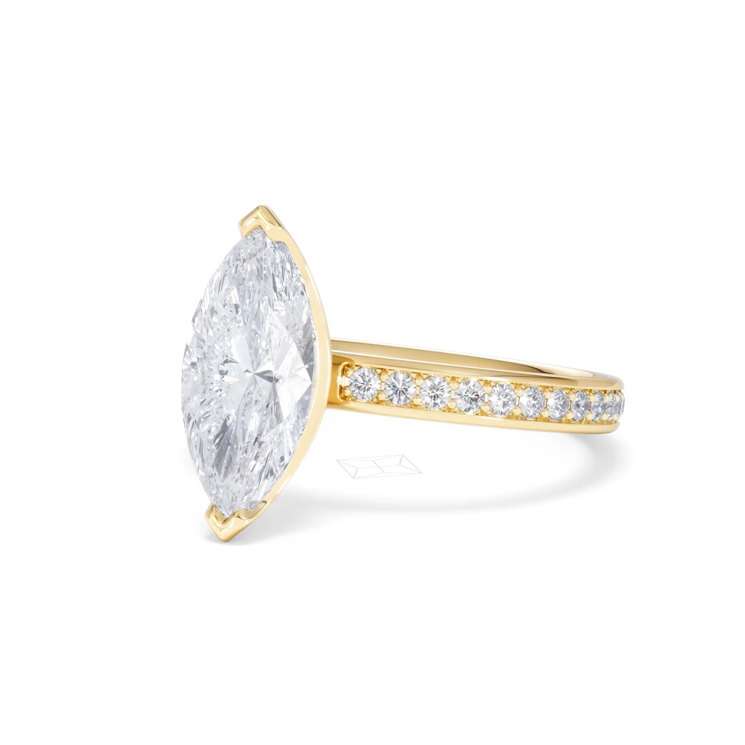 Origin 2.25ct Marquise Cut Lab Diamond Solitaire Engagement Ring with Side Stones in 18K Yellow Gold - Image 80