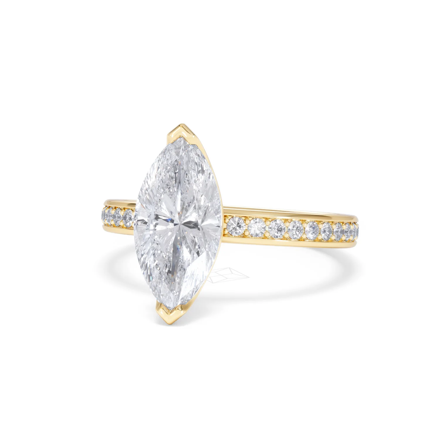 Origin 2.25ct Marquise Cut Lab Diamond Solitaire Engagement Ring with Side Stones in 18K Yellow Gold - Image 83