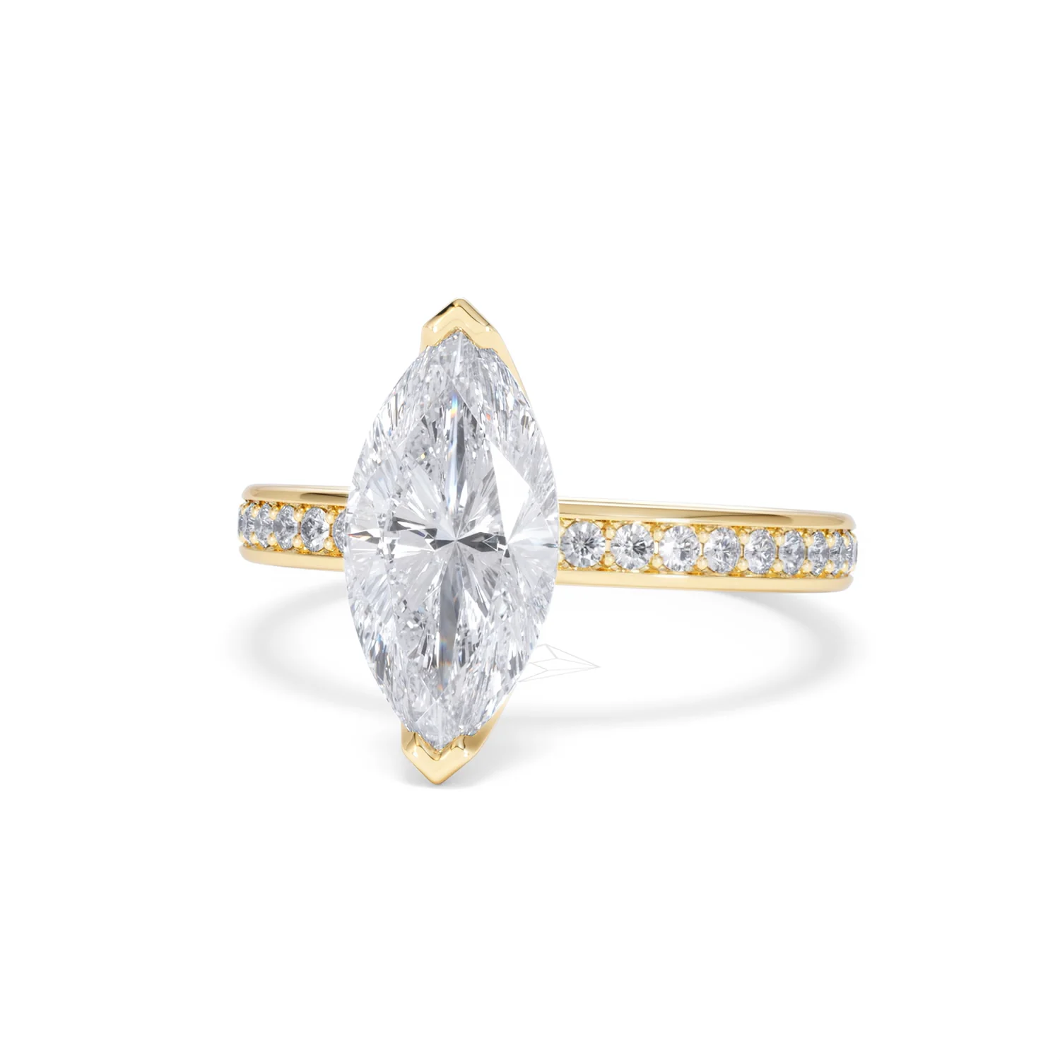Origin 2.25ct Marquise Cut Lab Diamond Solitaire Engagement Ring with Side Stones in 18K Yellow Gold - Image 84