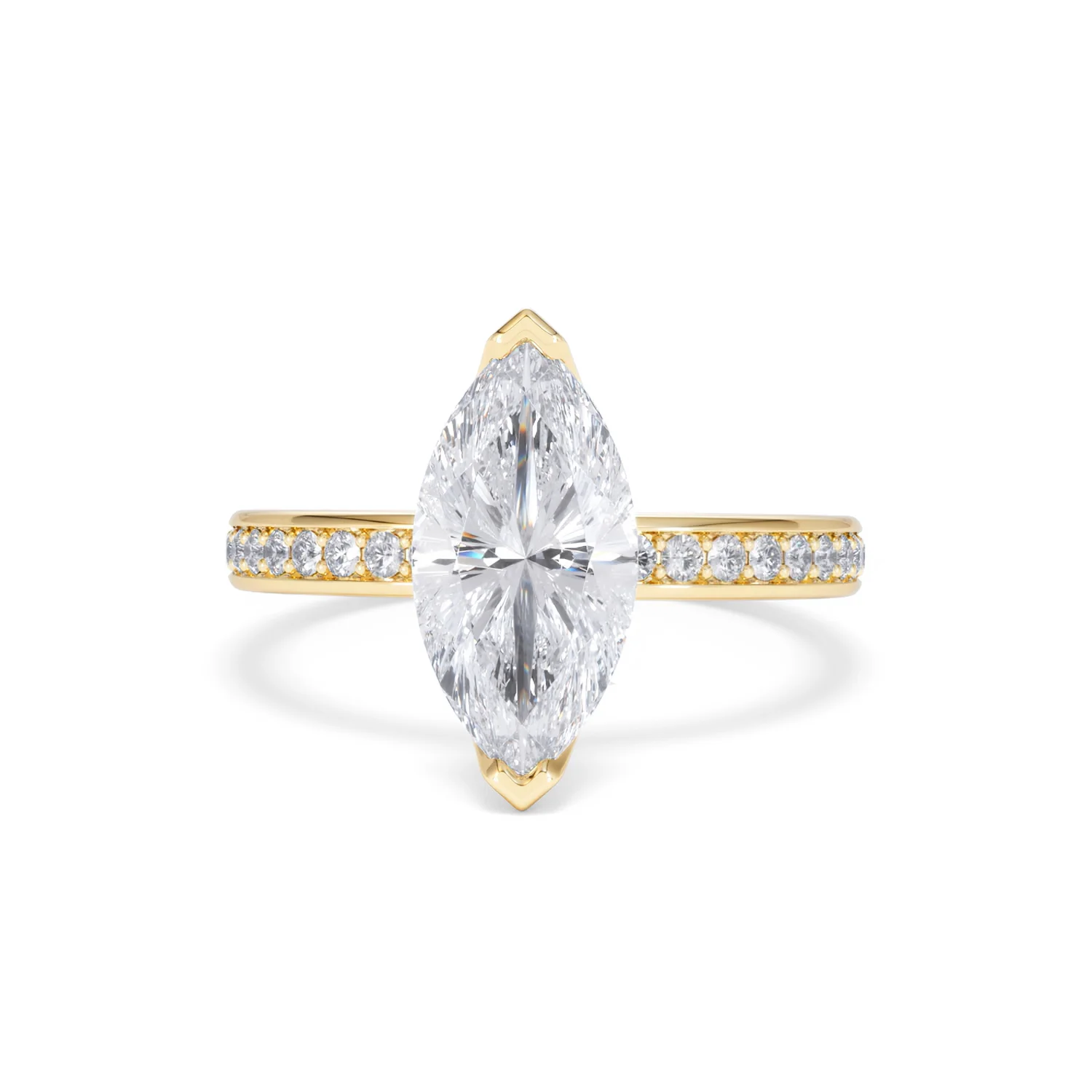 Origin 2.25ct Marquise Cut Lab Diamond Solitaire Engagement Ring with Side Stones in 18K Yellow Gold - Image 86