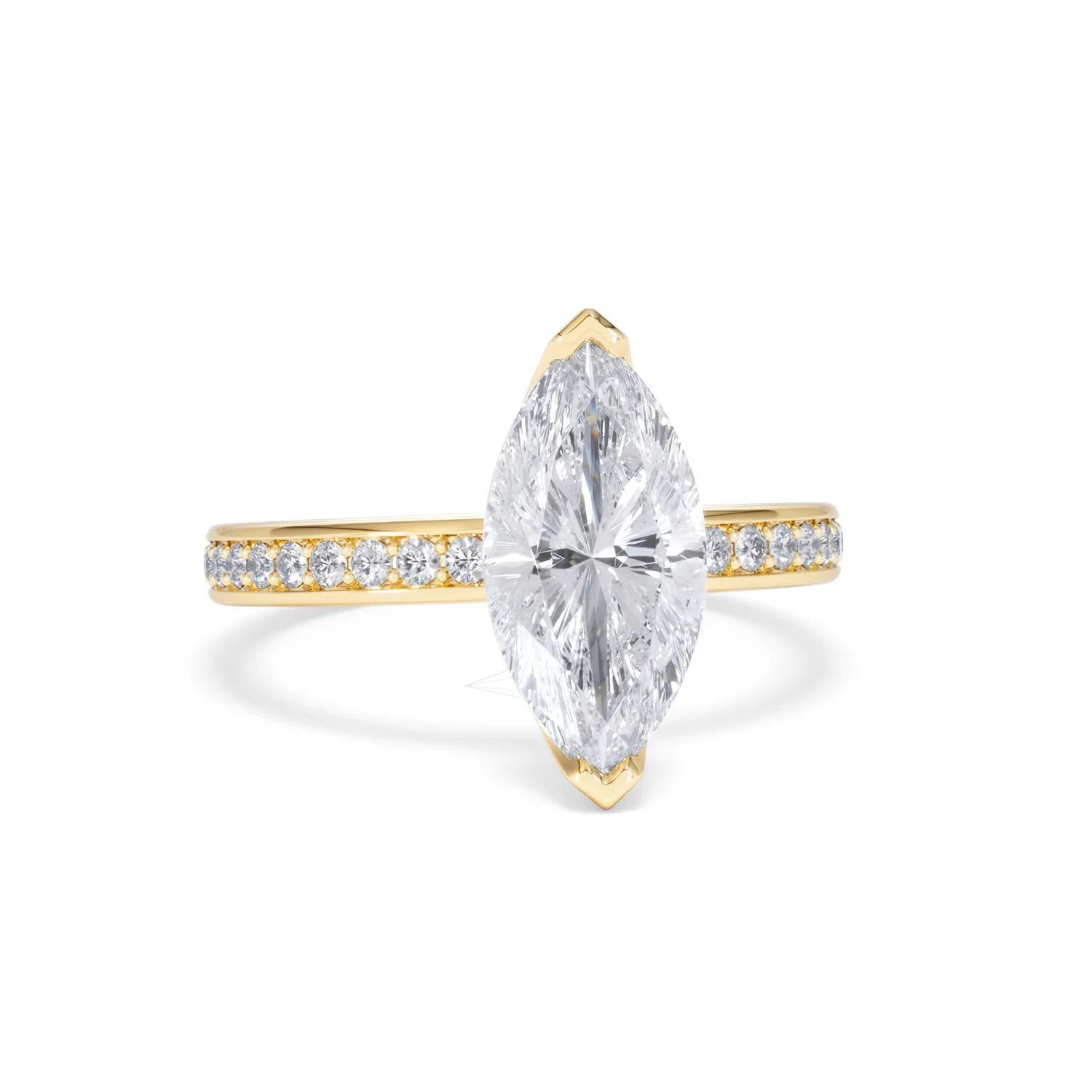 Origin 2.25ct Marquise Cut Lab Diamond Solitaire Engagement Ring with Side Stones in 18K Yellow Gold - Image 9