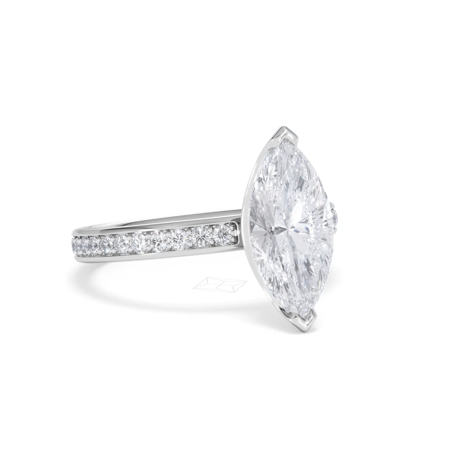 Origin 2.25ct Marquise Cut Lab Diamond Solitaire Engagement Ring with Side Stones in Platinum - Image 13