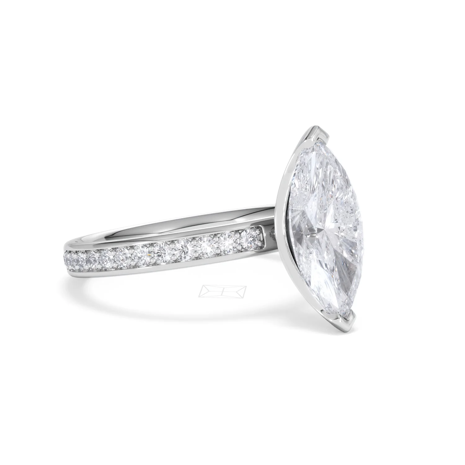 Origin 2.25ct Marquise Cut Lab Diamond Solitaire Engagement Ring with Side Stones in Platinum - Image 16