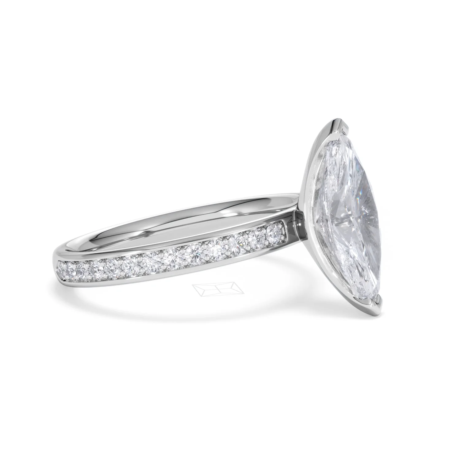 Origin 2.25ct Marquise Cut Lab Diamond Solitaire Engagement Ring with Side Stones in Platinum - Image 20