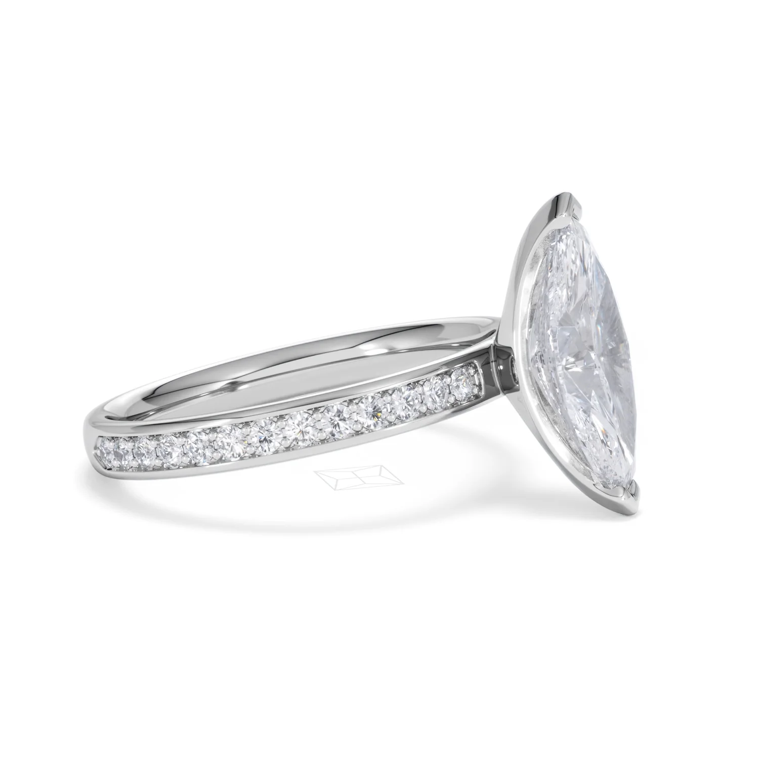 Origin 2.25ct Marquise Cut Lab Diamond Solitaire Engagement Ring with Side Stones in Platinum - Image 21