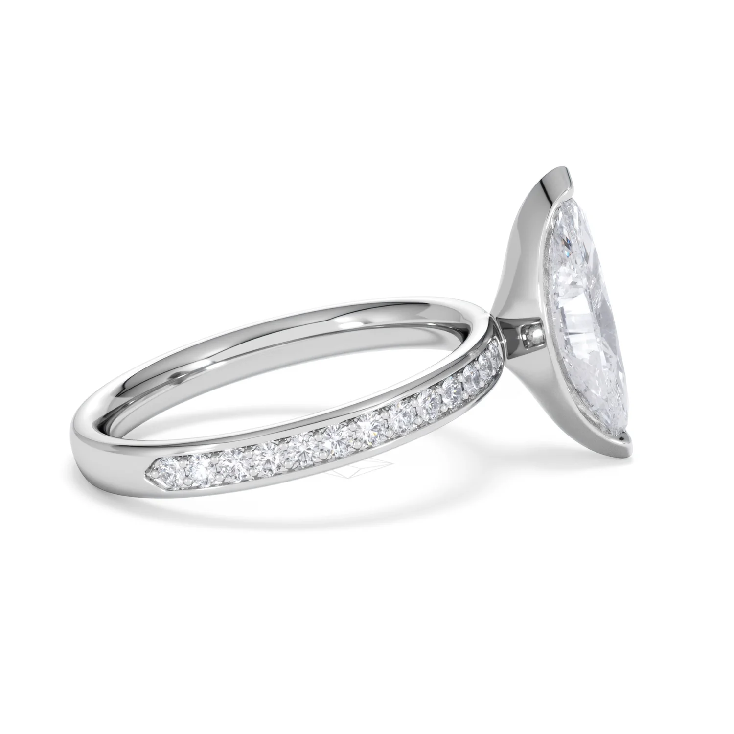 Origin 2.25ct Marquise Cut Lab Diamond Solitaire Engagement Ring with Side Stones in Platinum - Image 28