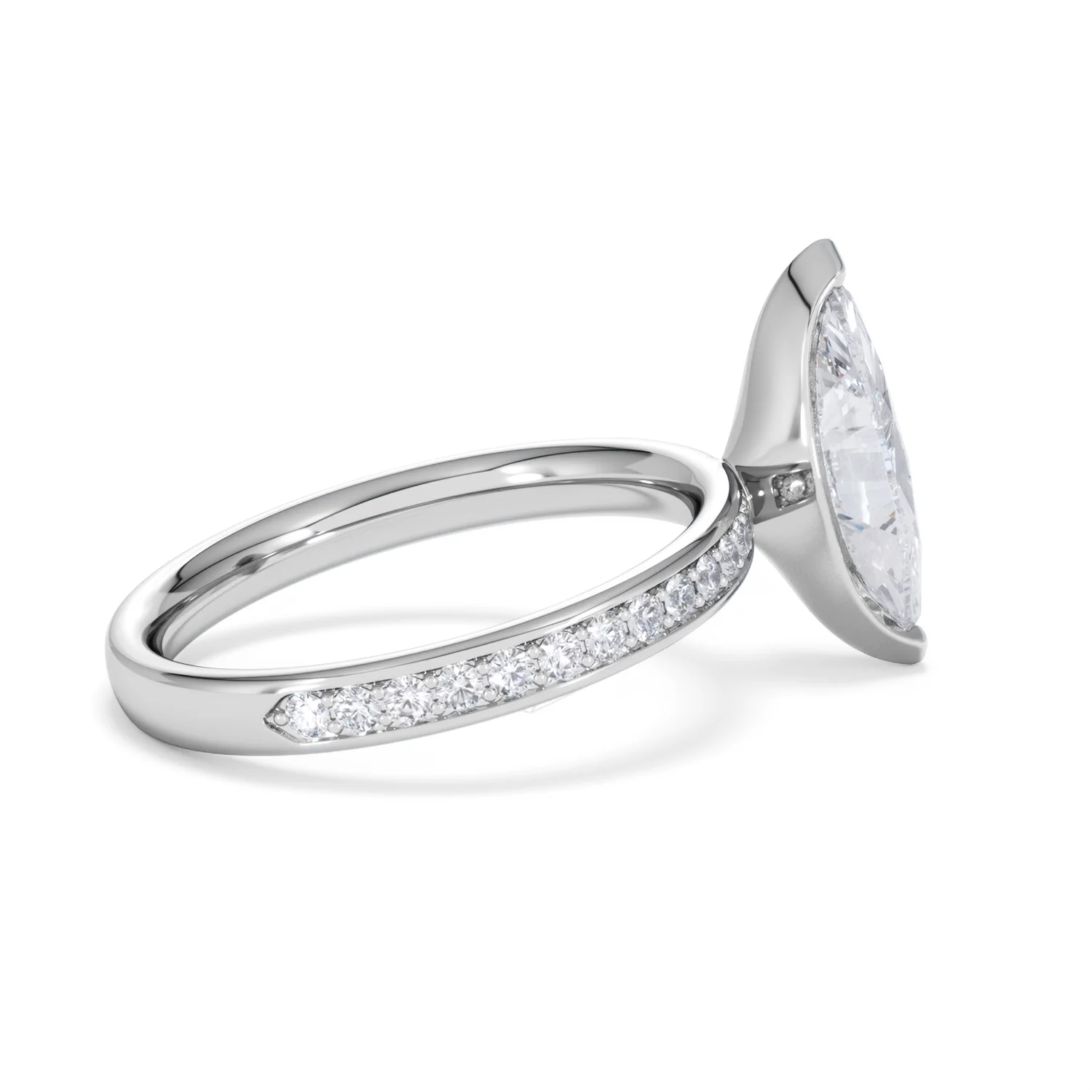 Origin 2.25ct Marquise Cut Lab Diamond Solitaire Engagement Ring with Side Stones in Platinum - Image 30