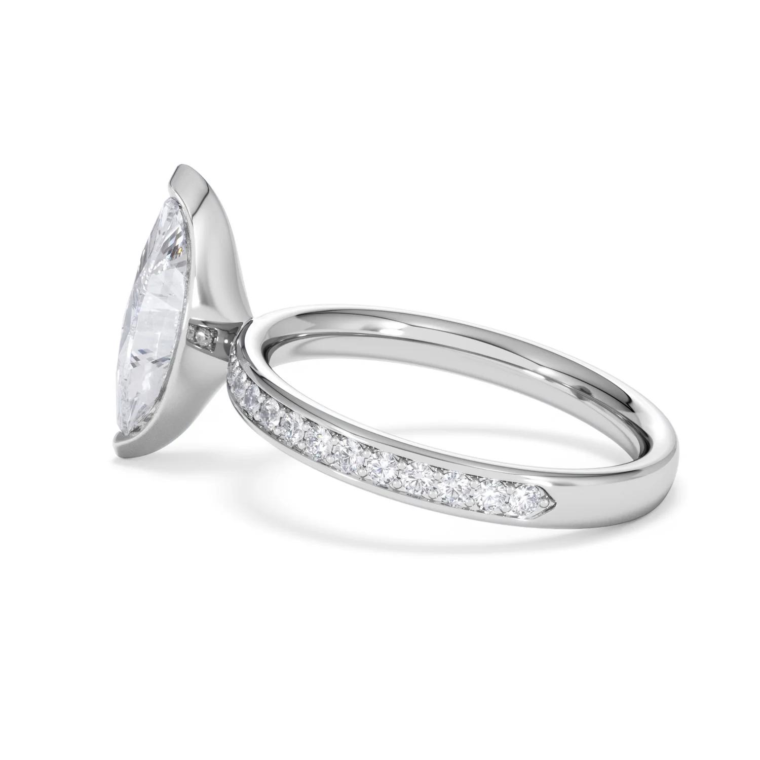 Origin 2.25ct Marquise Cut Lab Diamond Solitaire Engagement Ring with Side Stones in Platinum - Image 63