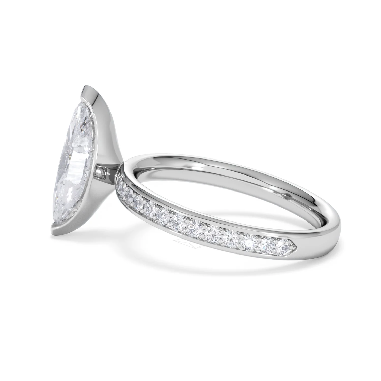 Origin 2.25ct Marquise Cut Lab Diamond Solitaire Engagement Ring with Side Stones in Platinum - Image 65