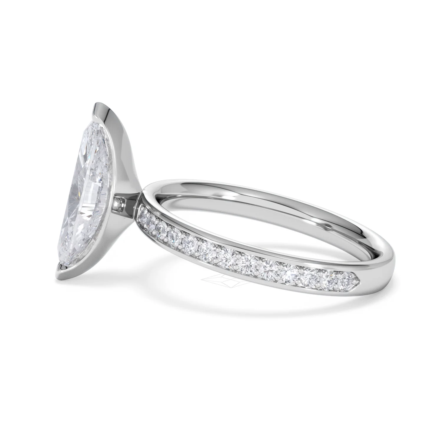 Origin 2.25ct Marquise Cut Lab Diamond Solitaire Engagement Ring with Side Stones in Platinum - Image 67