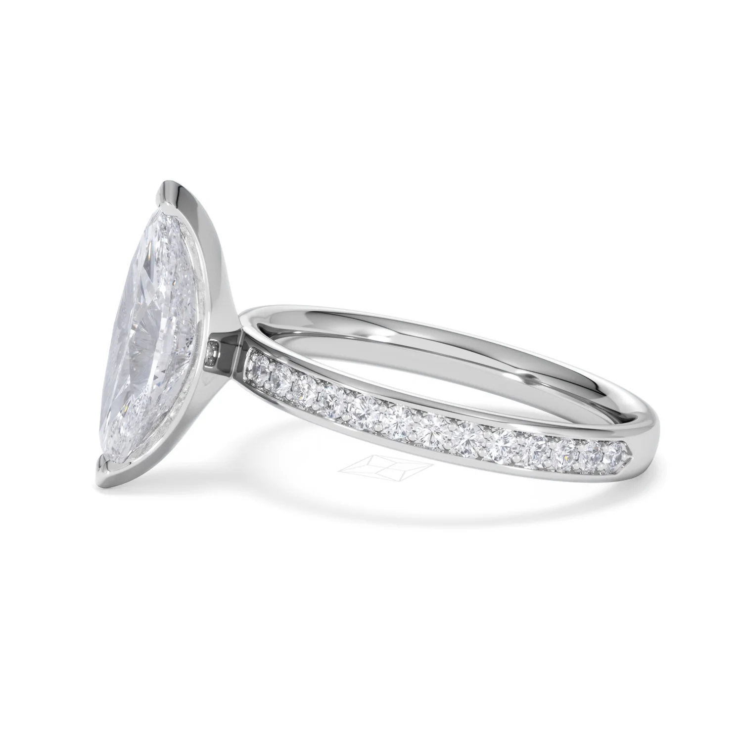 Origin 2.25ct Marquise Cut Lab Diamond Solitaire Engagement Ring with Side Stones in Platinum - Image 70