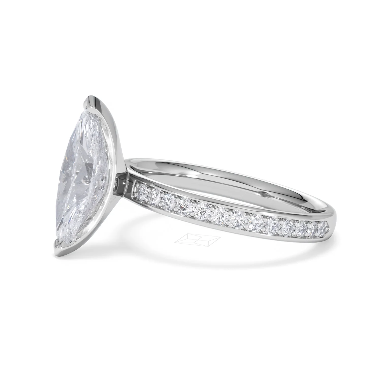 Origin 2.25ct Marquise Cut Lab Diamond Solitaire Engagement Ring with Side Stones in Platinum - Image 72