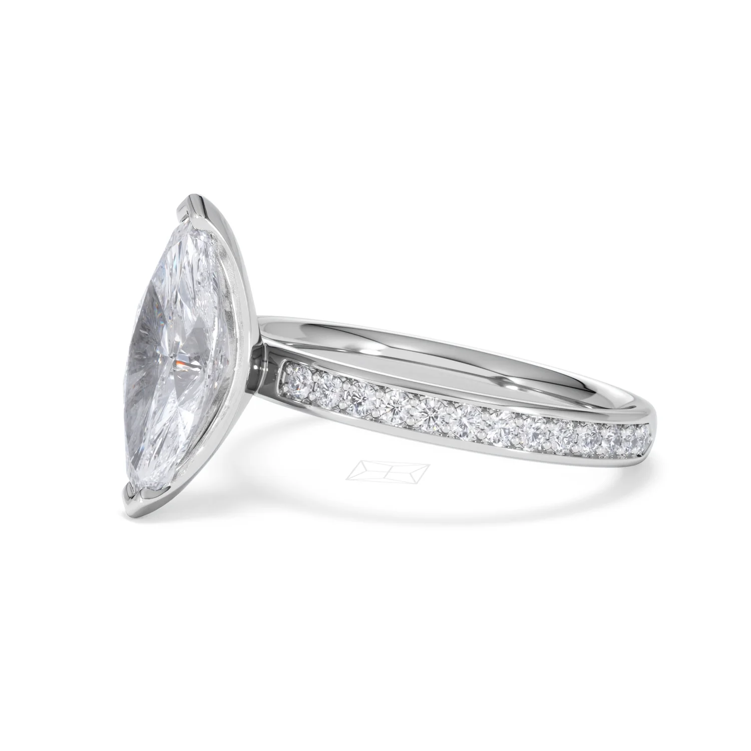 Origin 2.25ct Marquise Cut Lab Diamond Solitaire Engagement Ring with Side Stones in Platinum - Image 74