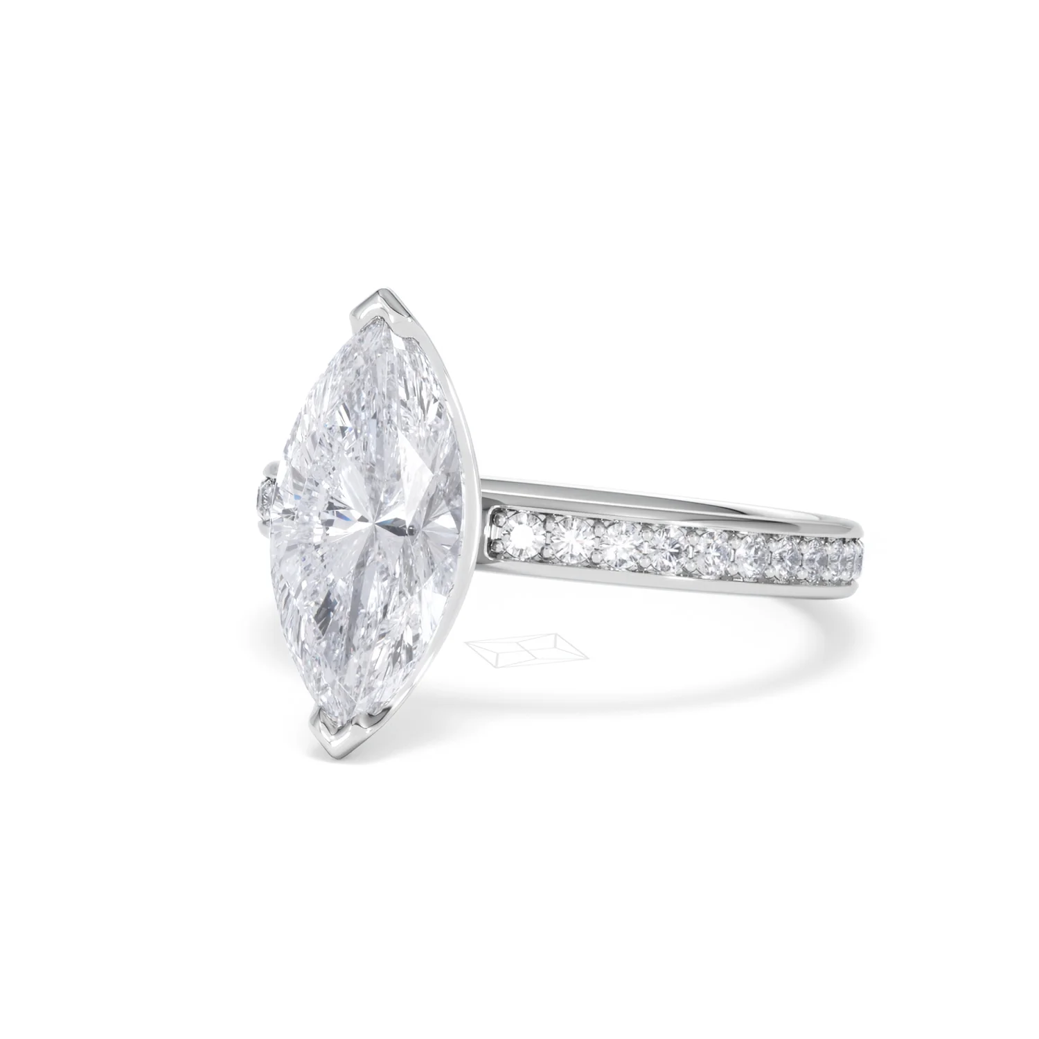 Origin 2.25ct Marquise Cut Lab Diamond Solitaire Engagement Ring with Side Stones in Platinum - Image 81