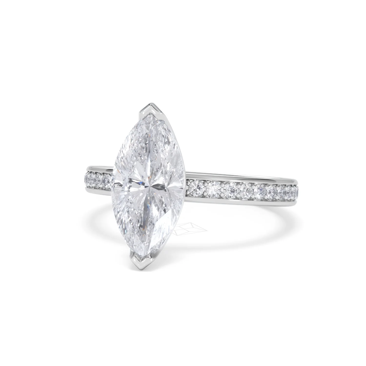 Origin 2.25ct Marquise Cut Lab Diamond Solitaire Engagement Ring with Side Stones in Platinum - Image 83