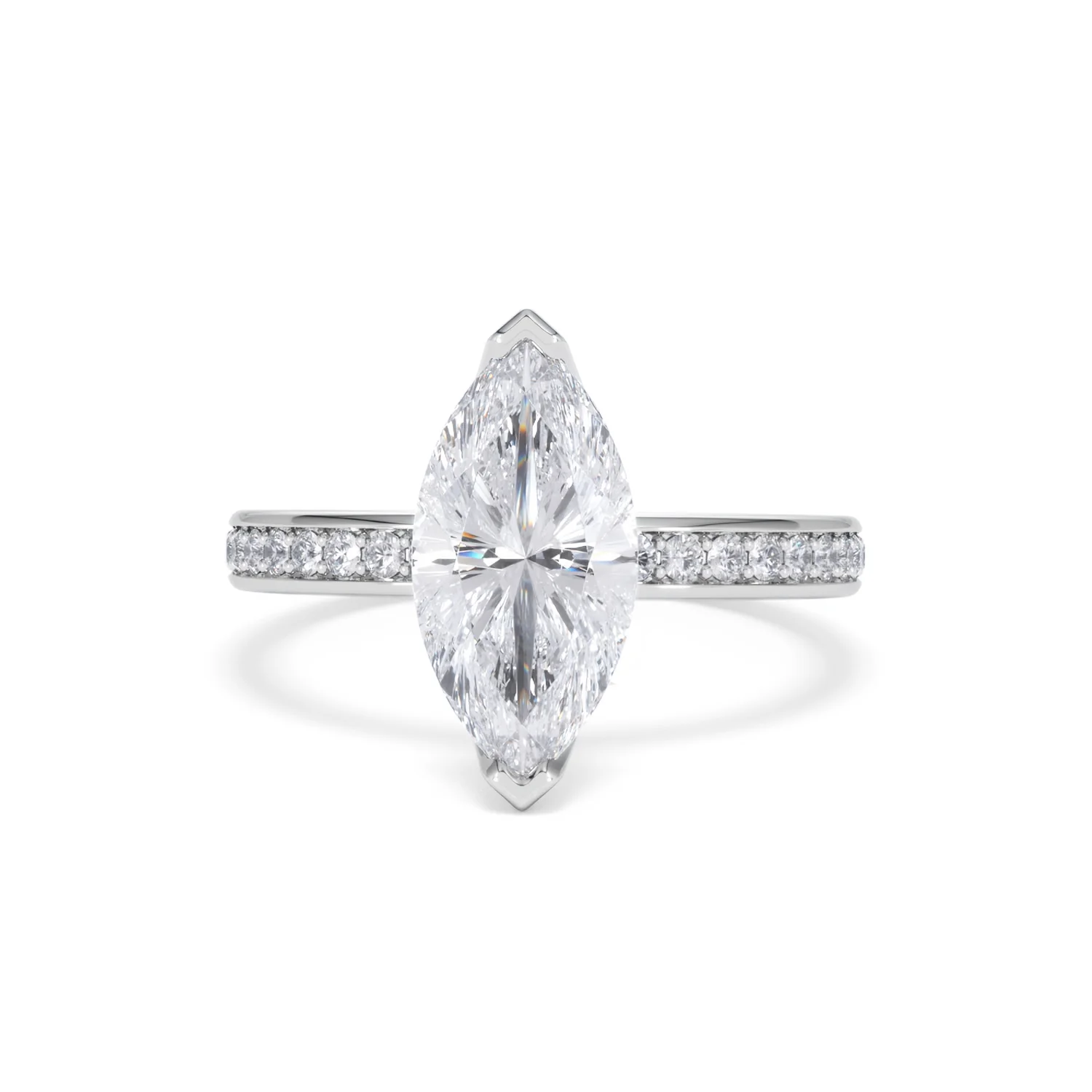 Origin 2.25ct Marquise Cut Lab Diamond Solitaire Engagement Ring with Side Stones in Platinum - Image 86