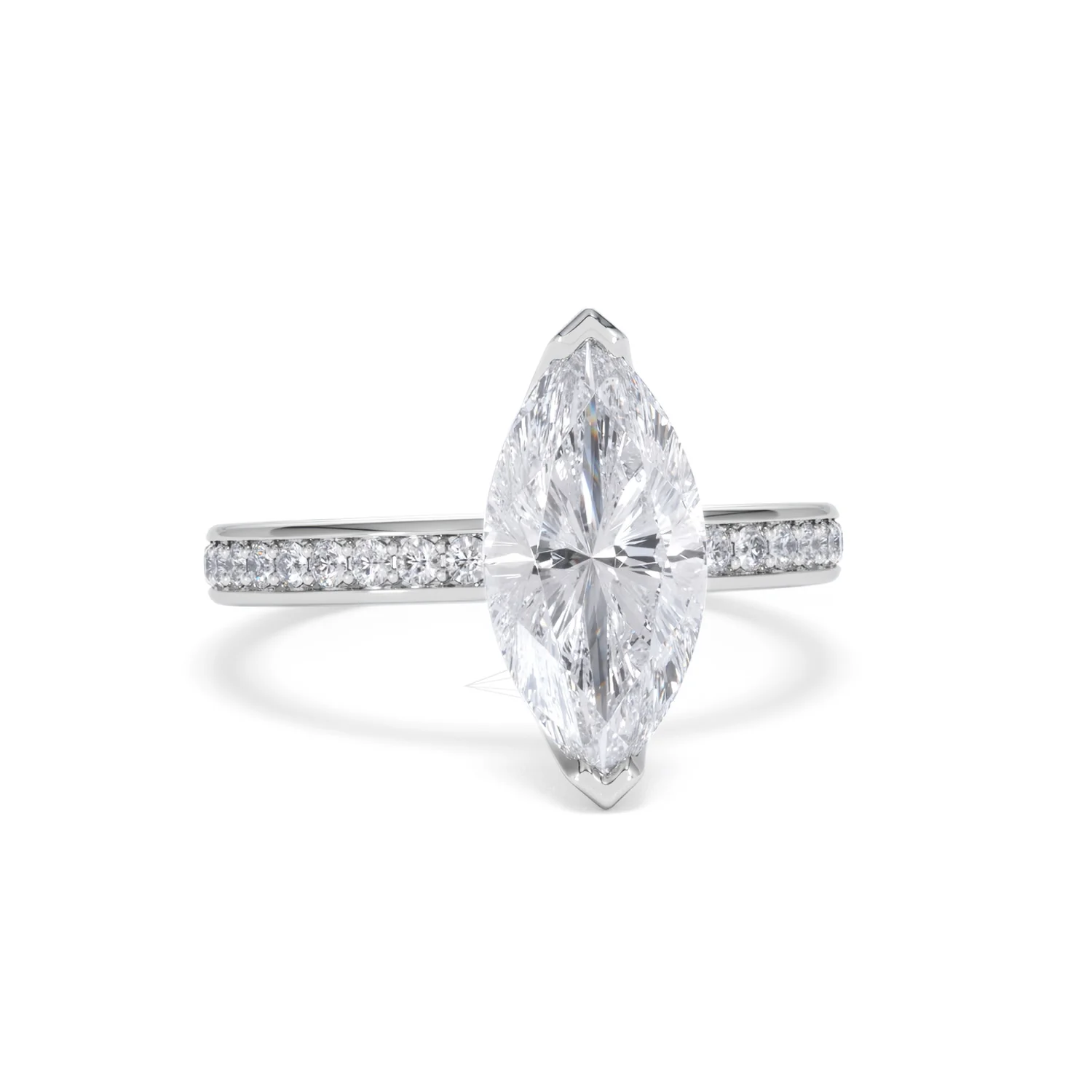 Origin 2.25ct Marquise Cut Lab Diamond Solitaire Engagement Ring with Side Stones in Platinum - Image 9