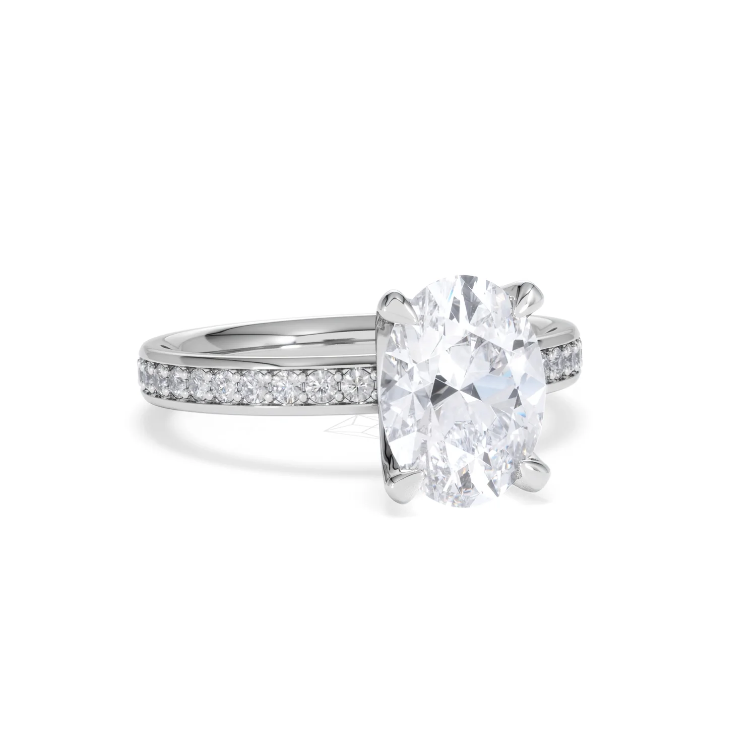 Origin 2.25ct Oval Cut Lab Diamond Solitaire Engagement Ring with Side Stones in 18K White Gold - Image 11