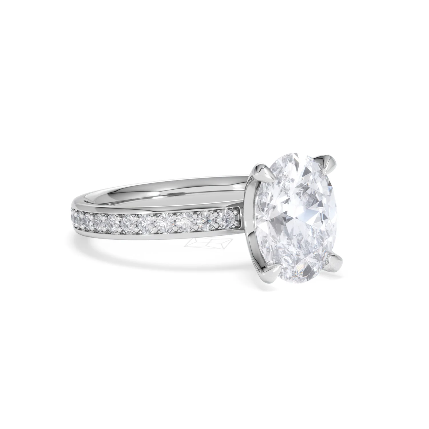 Origin 2.25ct Oval Cut Lab Diamond Solitaire Engagement Ring with Side Stones in 18K White Gold - Image 14