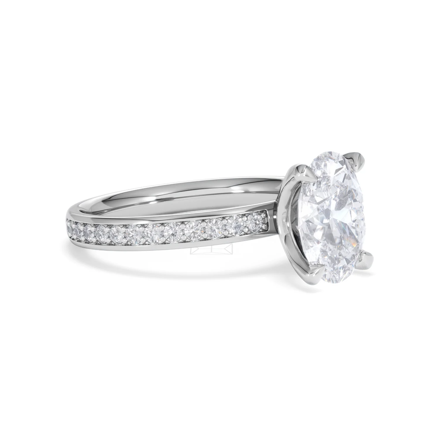 Origin 2.25ct Oval Cut Lab Diamond Solitaire Engagement Ring with Side Stones in 18K White Gold - Image 17