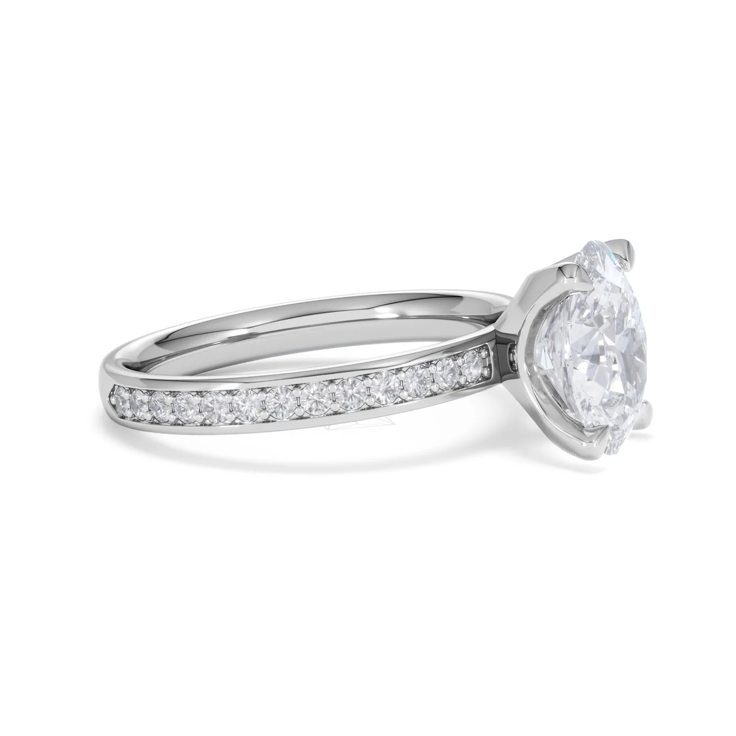 Origin 2.25ct Oval Cut Lab Diamond Solitaire Engagement Ring with Side Stones in 18K White Gold - Image 21