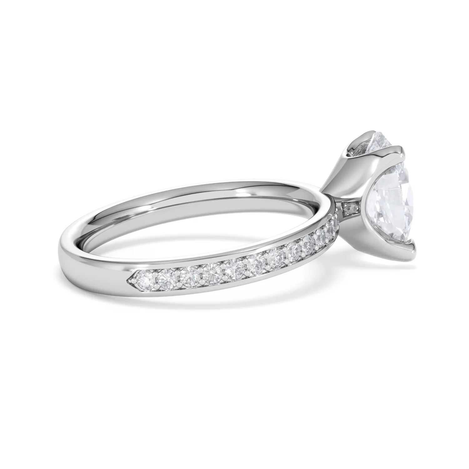 Origin 2.25ct Oval Cut Lab Diamond Solitaire Engagement Ring with Side Stones in 18K White Gold - Image 30
