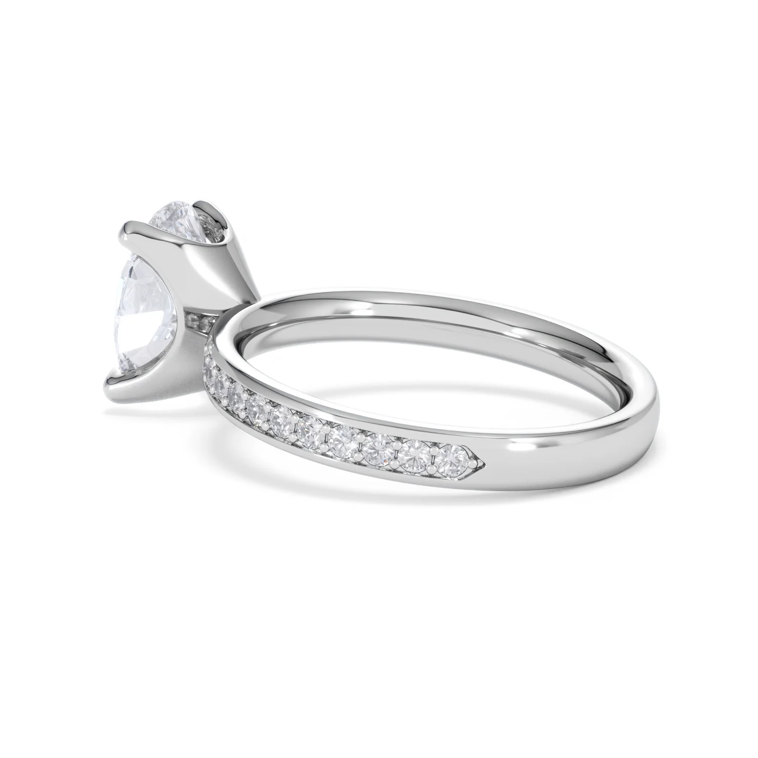 Origin 2.25ct Oval Cut Lab Diamond Solitaire Engagement Ring with Side Stones in 18K White Gold - Image 60