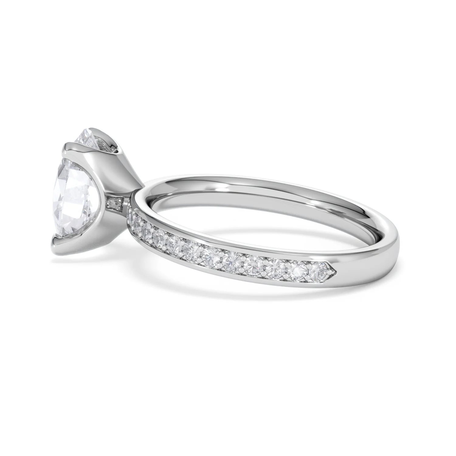 Origin 2.25ct Oval Cut Lab Diamond Solitaire Engagement Ring with Side Stones in 18K White Gold - Image 64