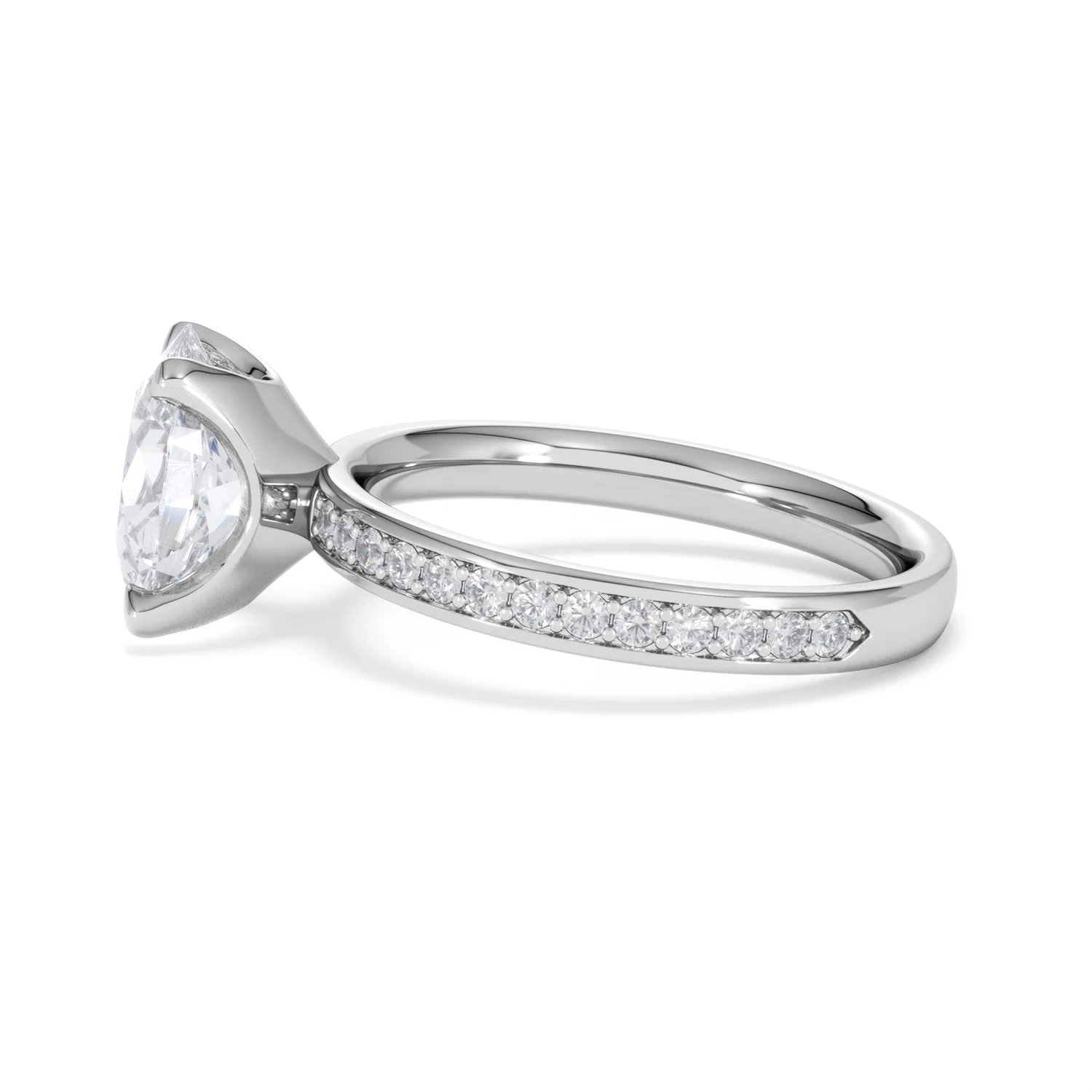 Origin 2.25ct Oval Cut Lab Diamond Solitaire Engagement Ring with Side Stones in 18K White Gold - Image 67