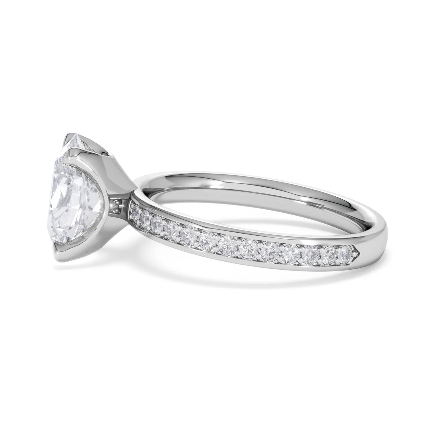 Origin 2.25ct Oval Cut Lab Diamond Solitaire Engagement Ring with Side Stones in 18K White Gold - Image 68