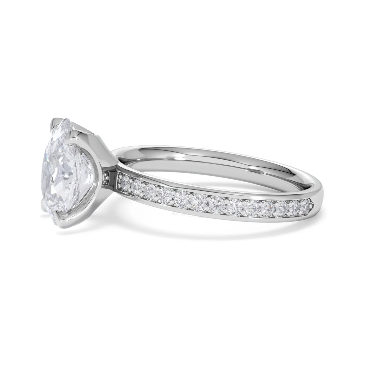 Origin 2.25ct Oval Cut Lab Diamond Solitaire Engagement Ring with Side Stones in 18K White Gold - Image 71