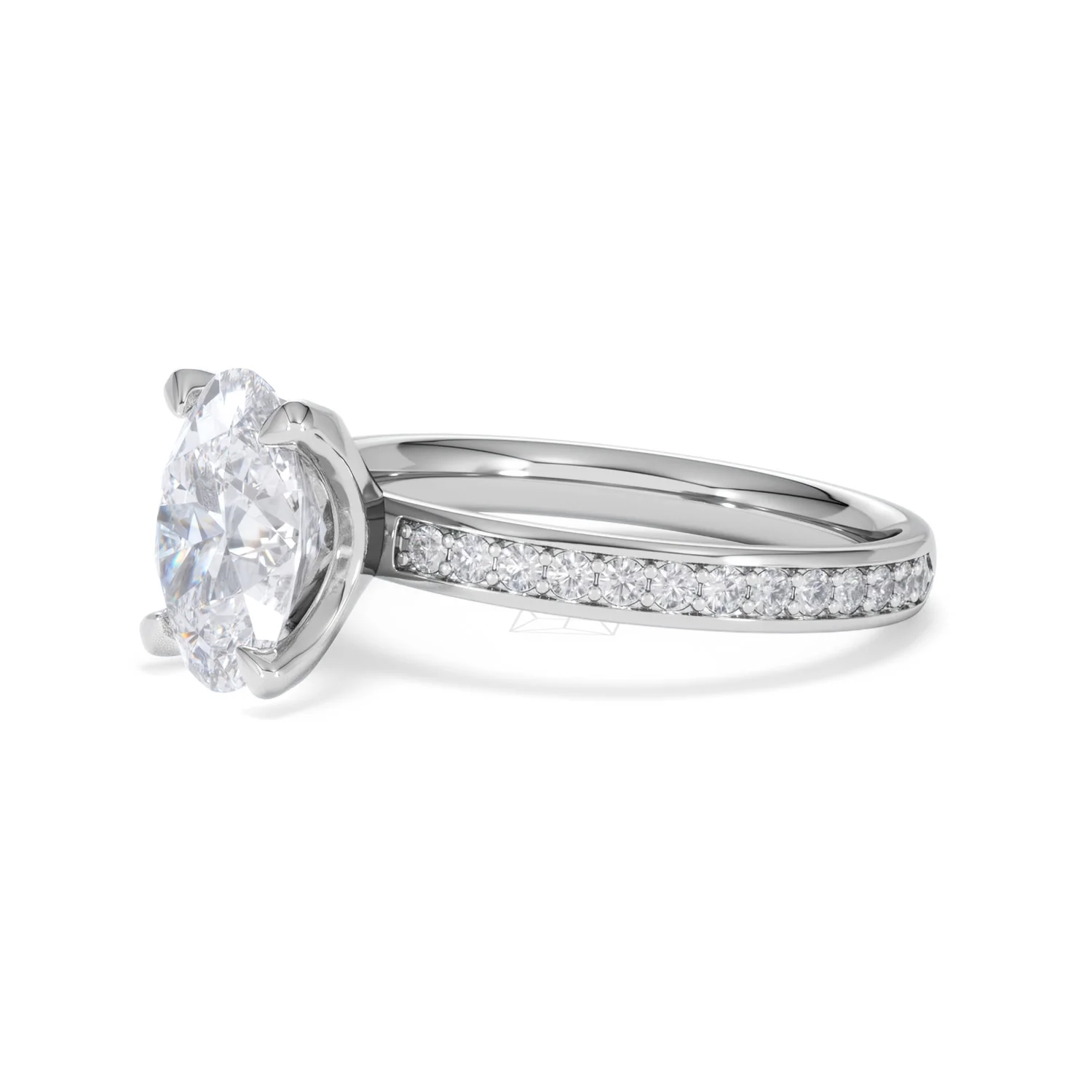 Origin 2.25ct Oval Cut Lab Diamond Solitaire Engagement Ring with Side Stones in 18K White Gold - Image 75