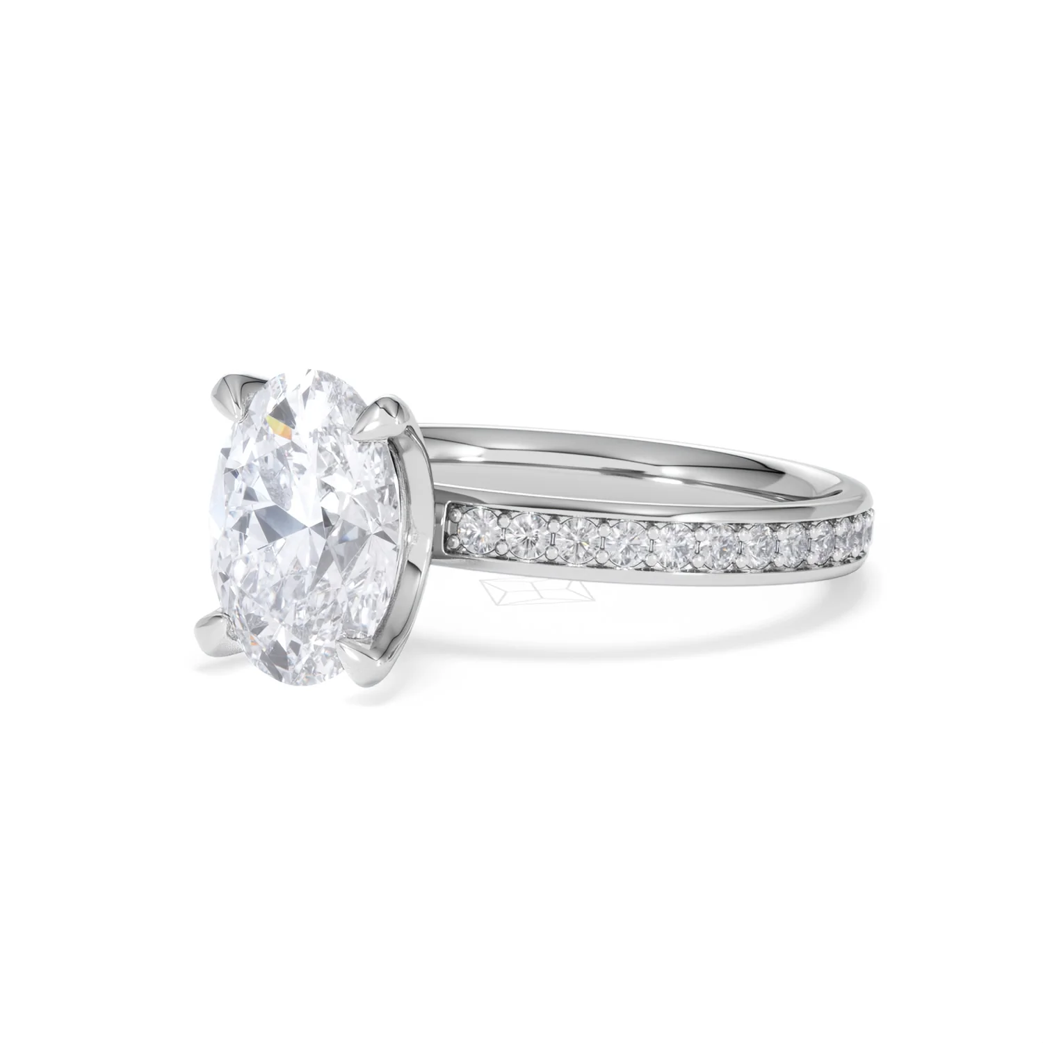 Origin 2.25ct Oval Cut Lab Diamond Solitaire Engagement Ring with Side Stones in 18K White Gold - Image 79