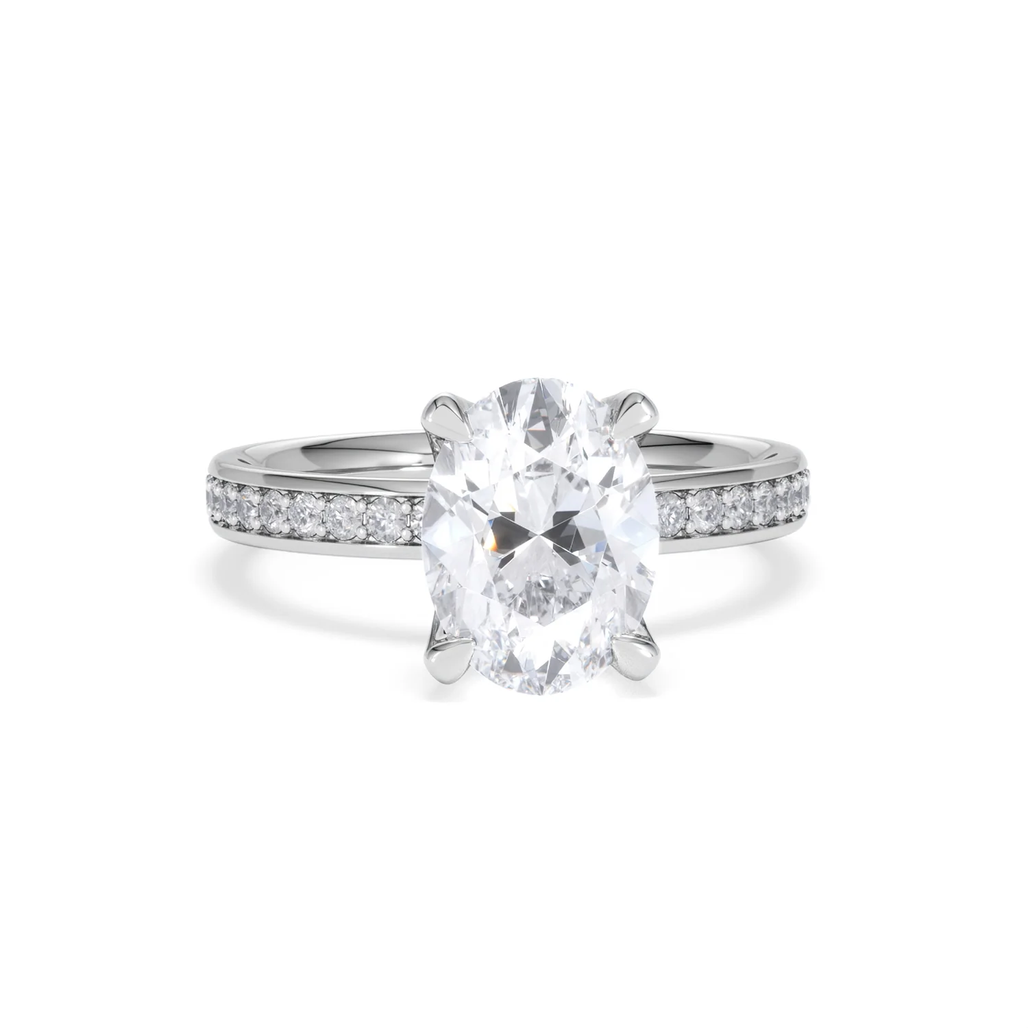 Origin 2.25ct Oval Cut Lab Diamond Solitaire Engagement Ring with Side Stones in 18K White Gold - Image 8