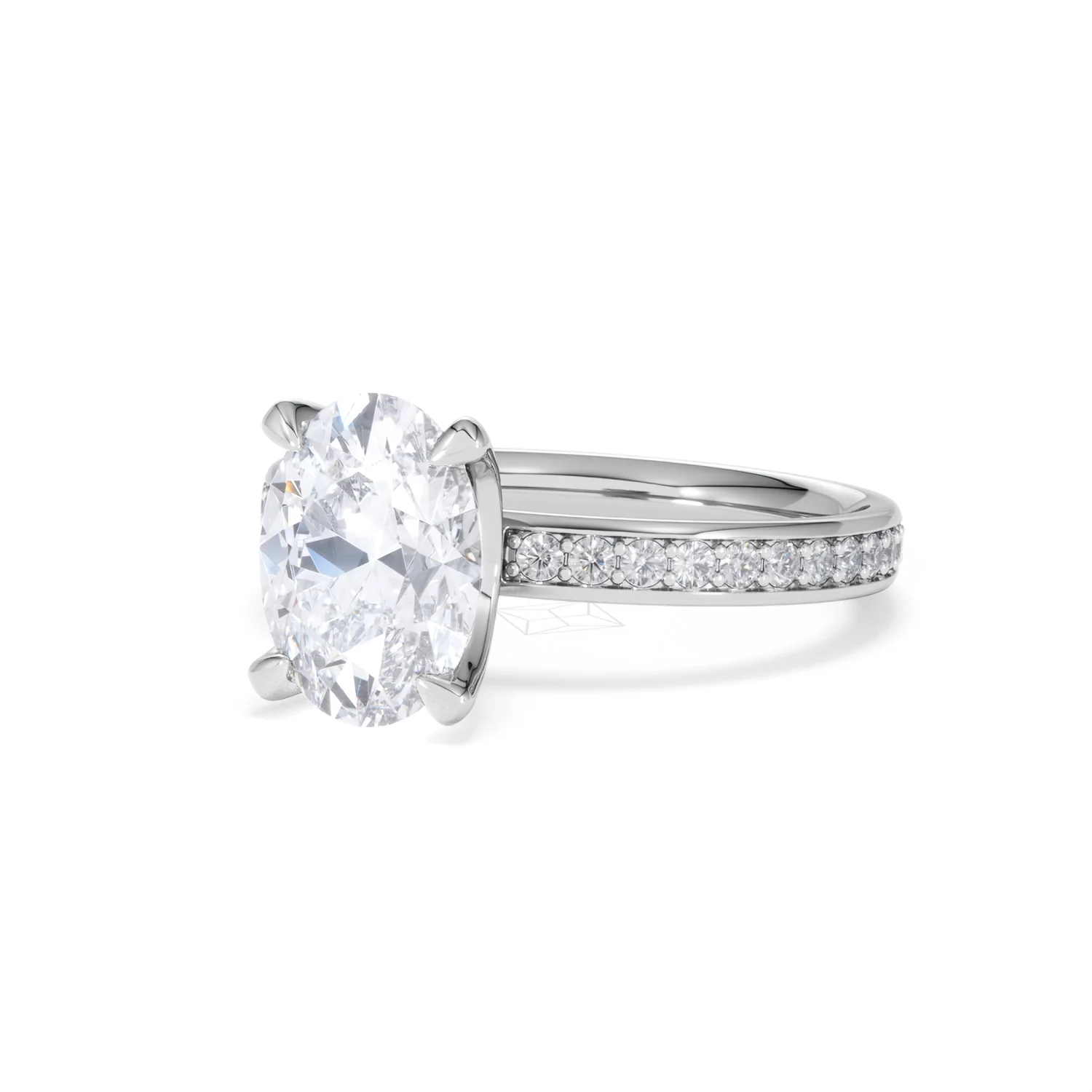 Origin 2.25ct Oval Cut Lab Diamond Solitaire Engagement Ring with Side Stones in 18K White Gold - Image 81