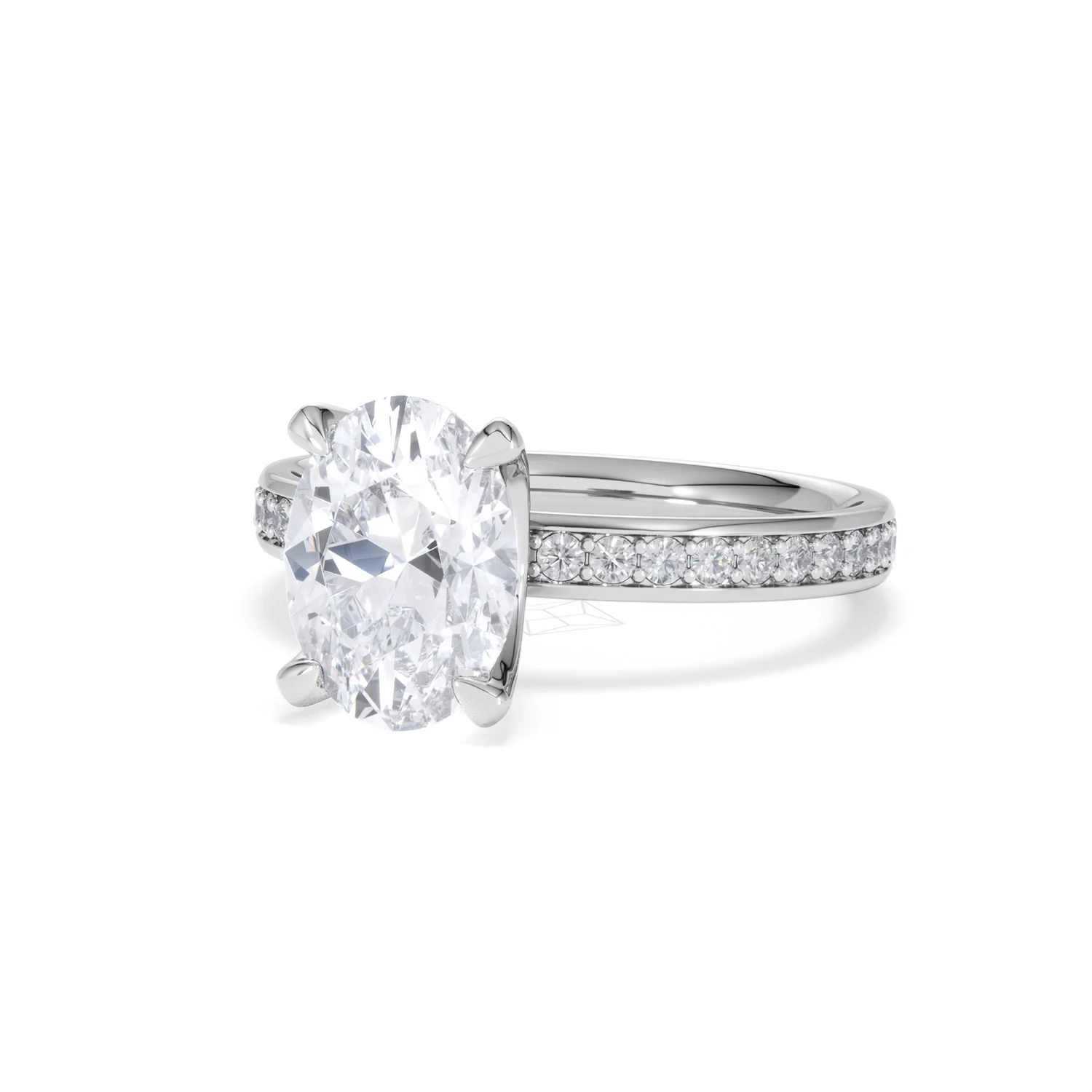 Origin 2.25ct Oval Cut Lab Diamond Solitaire Engagement Ring with Side Stones in 18K White Gold - Image 82