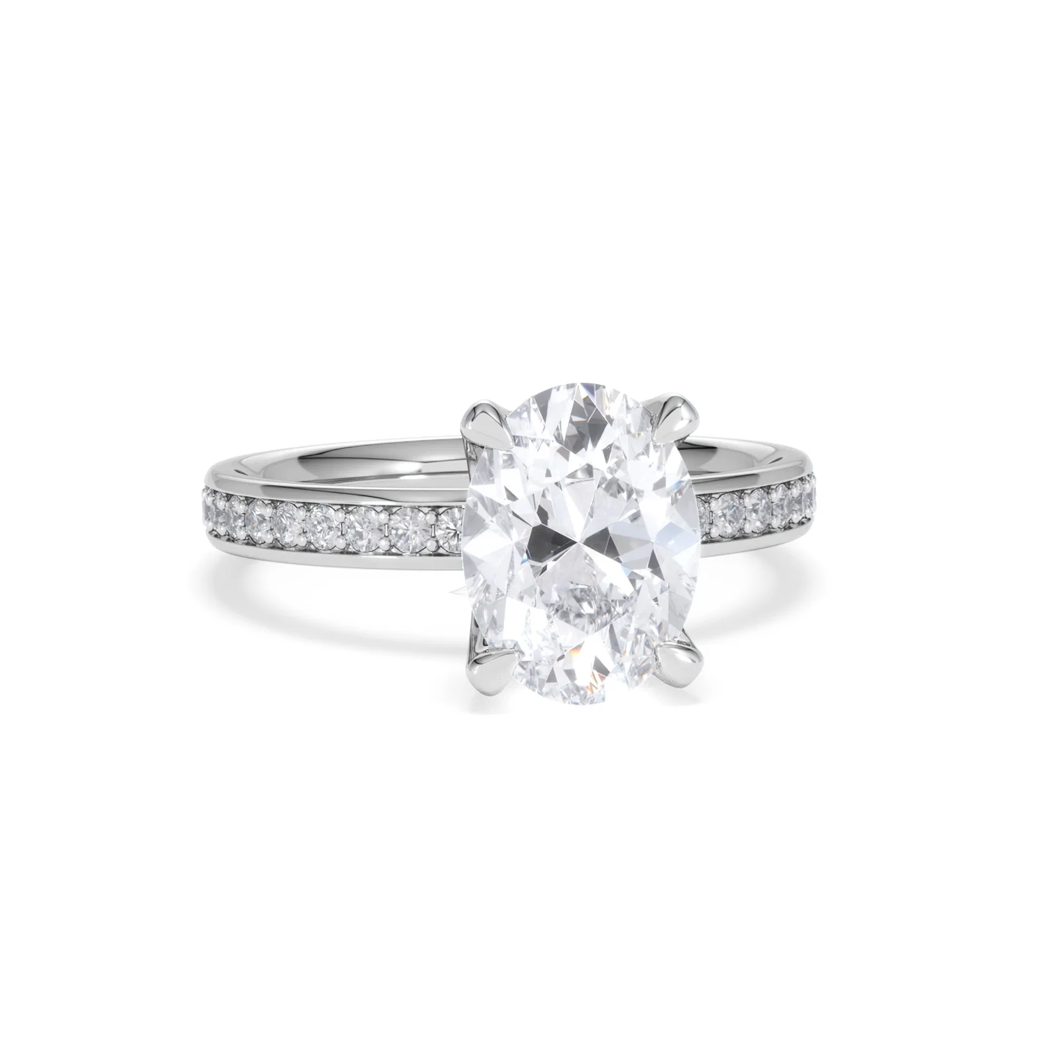 Origin 2.25ct Oval Cut Lab Diamond Solitaire Engagement Ring with Side Stones in 18K White Gold - Image 9