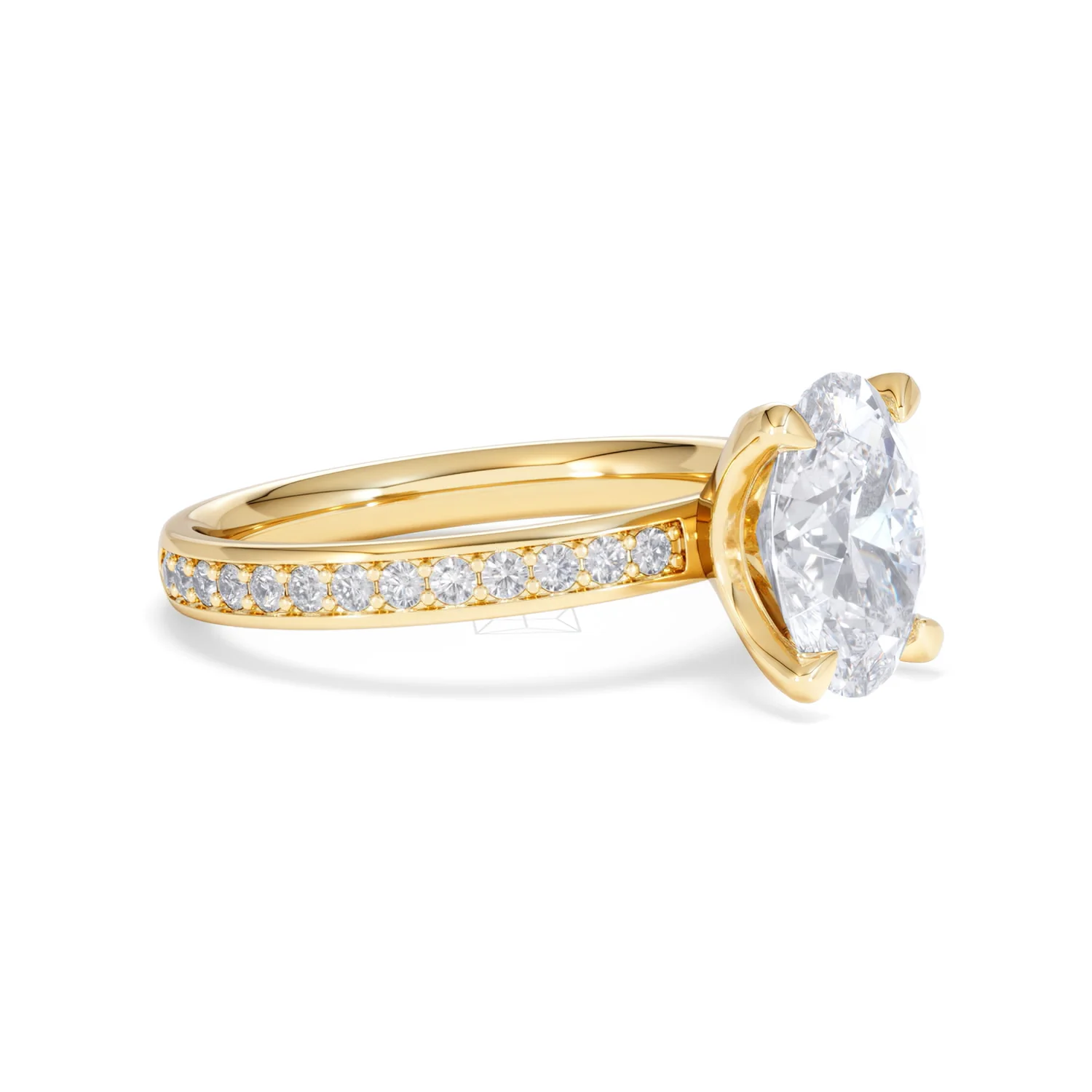 Origin 2.25ct Oval Cut Lab Diamond Solitaire Engagement Ring with Side Stones in 18K Yellow Gold - Image 18