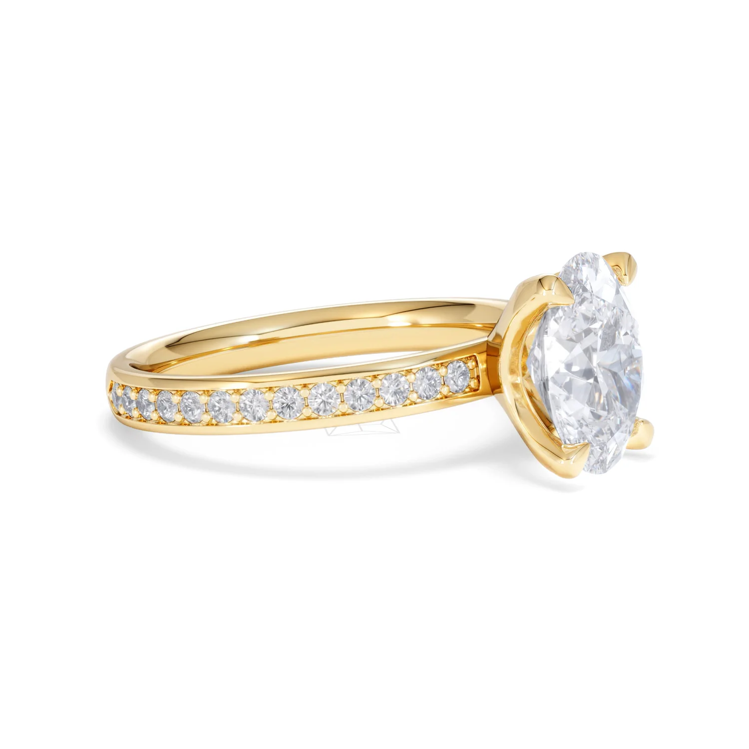 Origin 2.25ct Oval Cut Lab Diamond Solitaire Engagement Ring with Side Stones in 18K Yellow Gold - Image 19