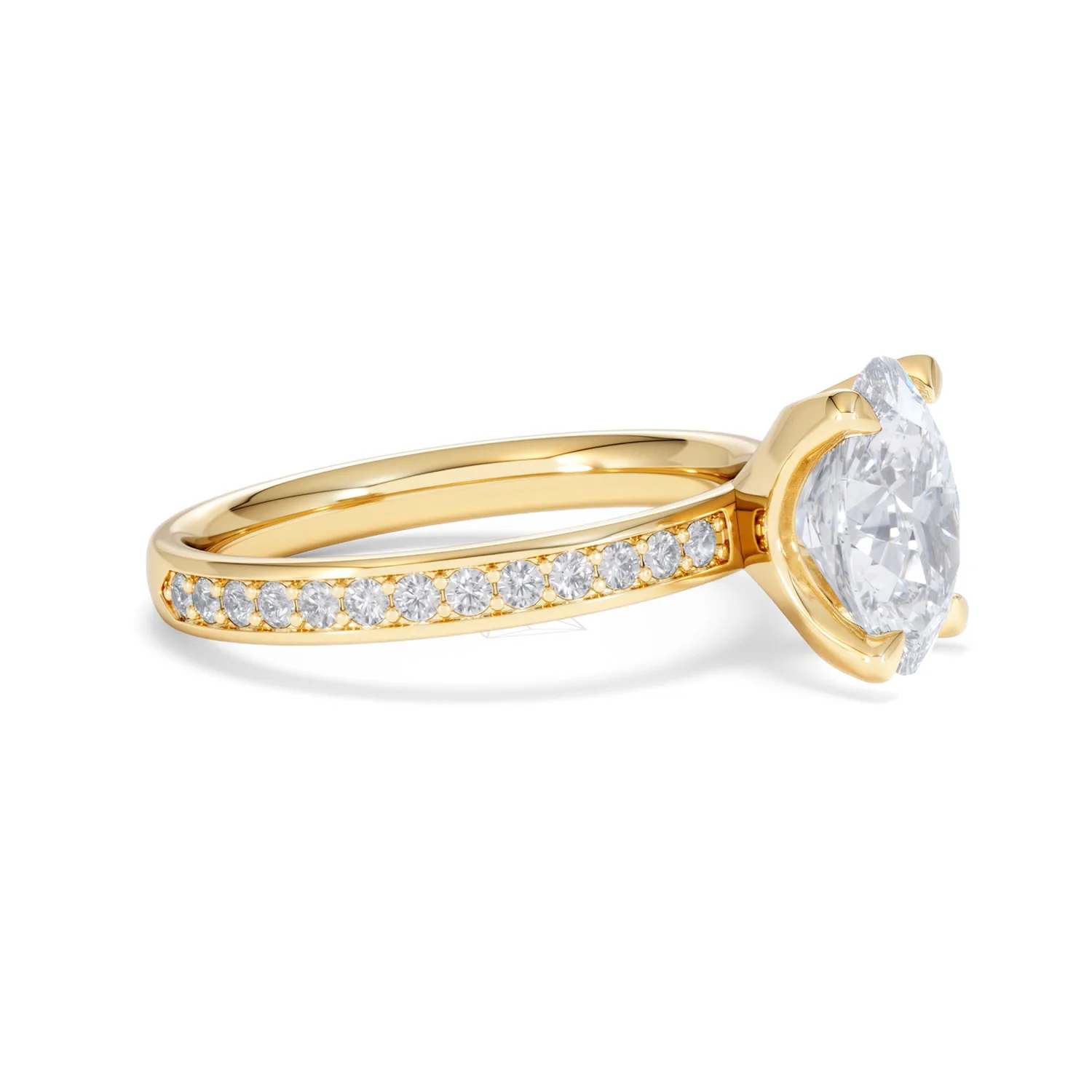 Origin 2.25ct Oval Cut Lab Diamond Solitaire Engagement Ring with Side Stones in 18K Yellow Gold - Image 21