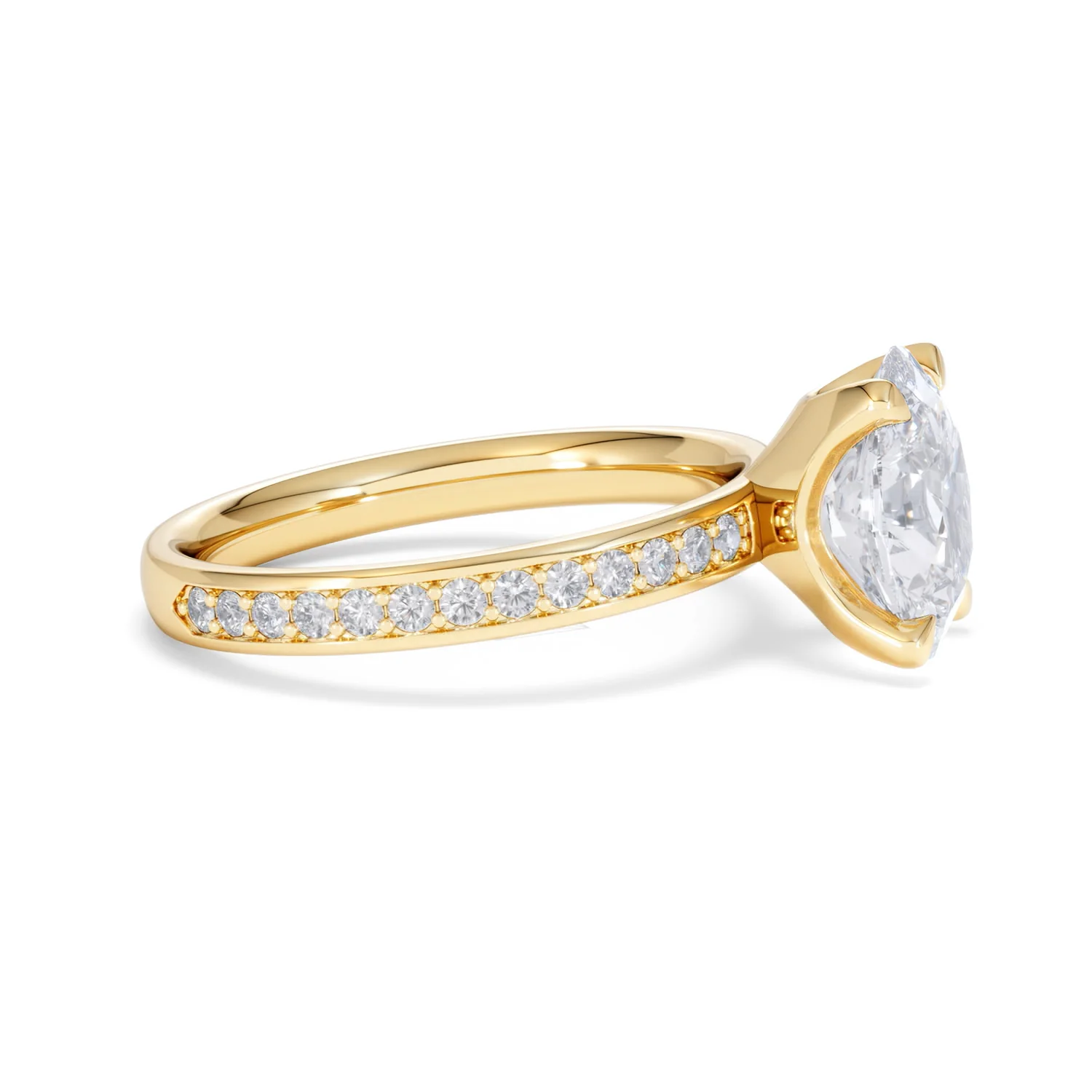 Origin 2.25ct Oval Cut Lab Diamond Solitaire Engagement Ring with Side Stones in 18K Yellow Gold - Image 23