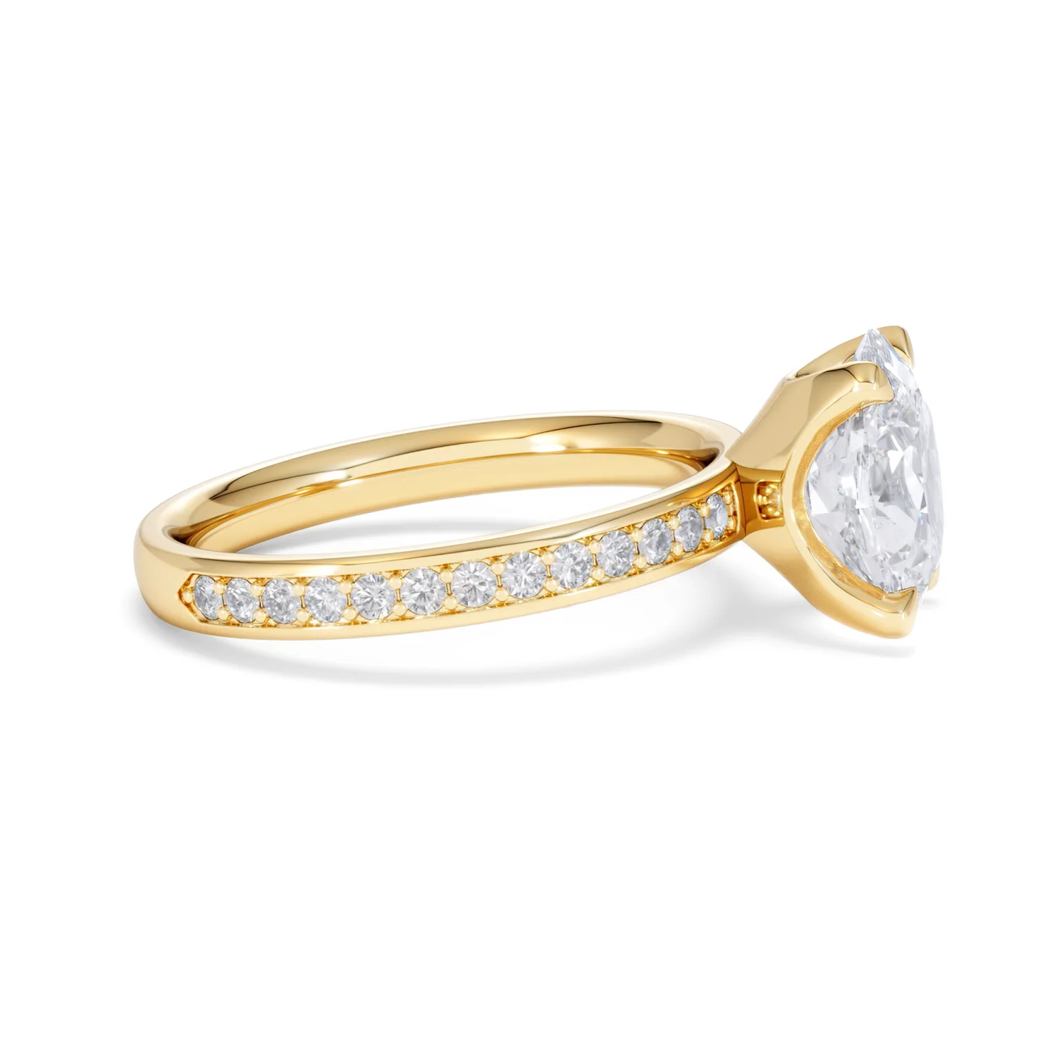 Origin 2.25ct Oval Cut Lab Diamond Solitaire Engagement Ring with Side Stones in 18K Yellow Gold - Image 24