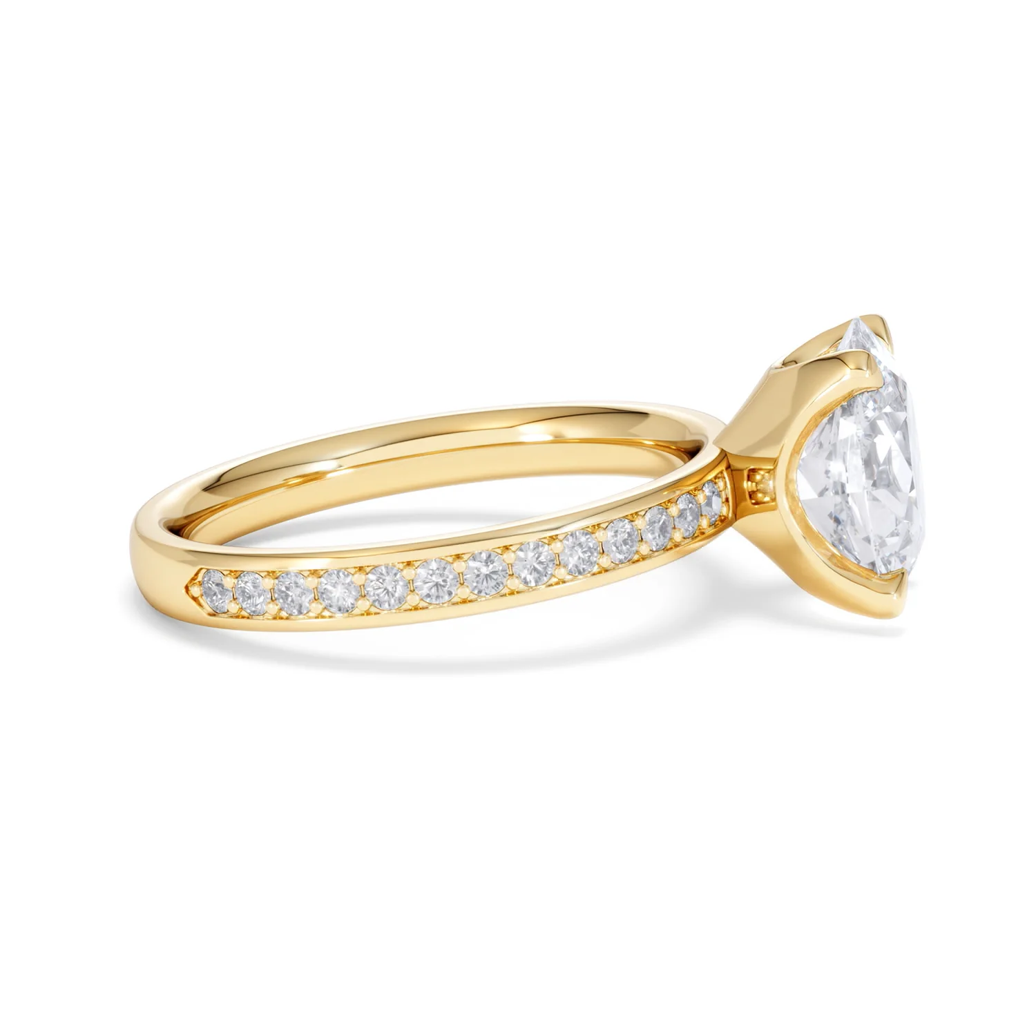 Origin 2.25ct Oval Cut Lab Diamond Solitaire Engagement Ring with Side Stones in 18K Yellow Gold - Image 25
