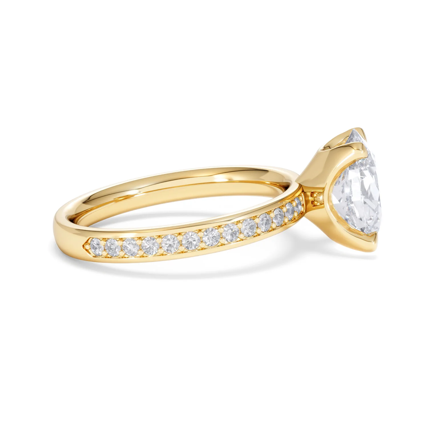 Origin 2.25ct Oval Cut Lab Diamond Solitaire Engagement Ring with Side Stones in 18K Yellow Gold - Image 26