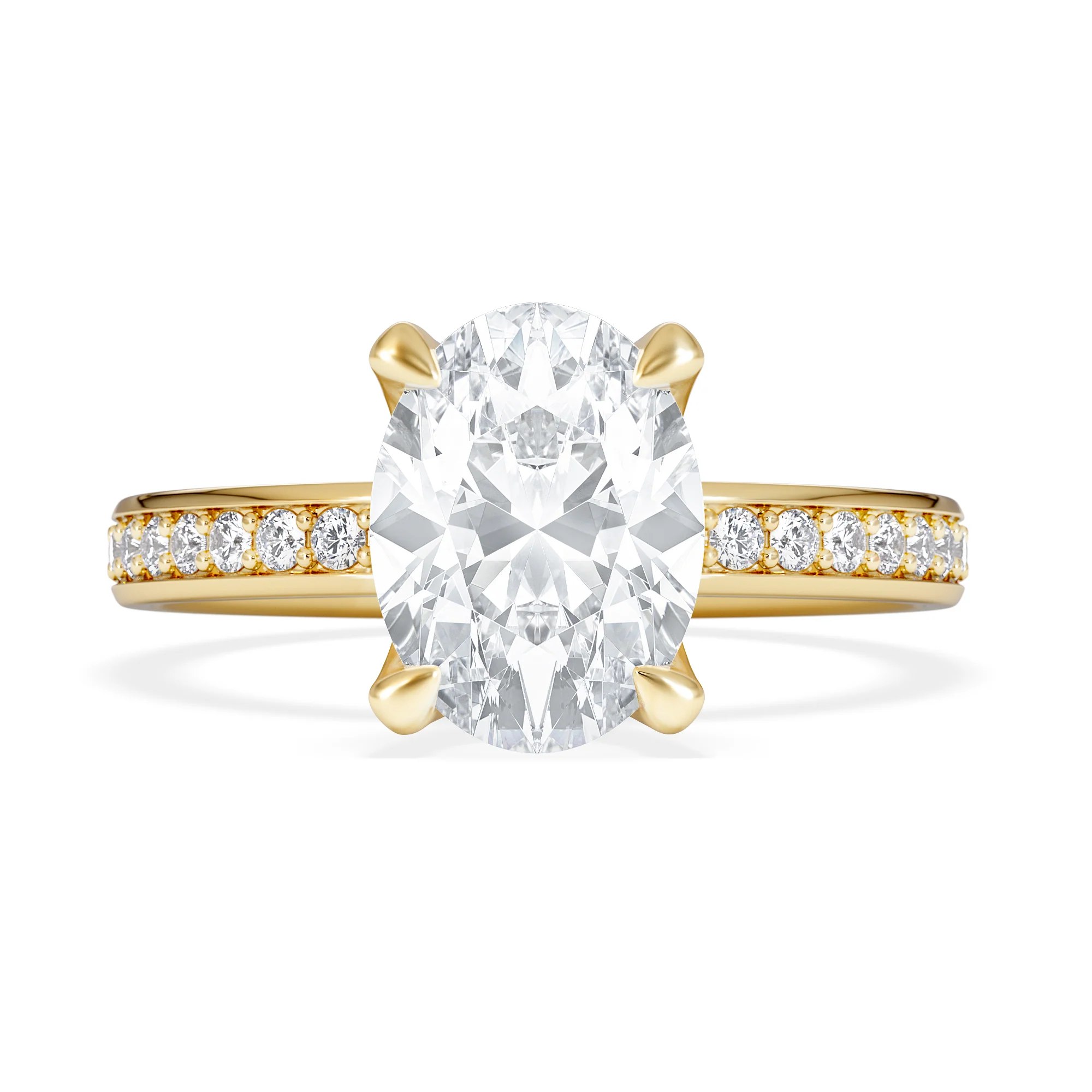 Origin 2.25ct Oval Cut Lab Diamond Solitaire Engagement Ring with Side Stones in 18K Yellow Gold - Image 6