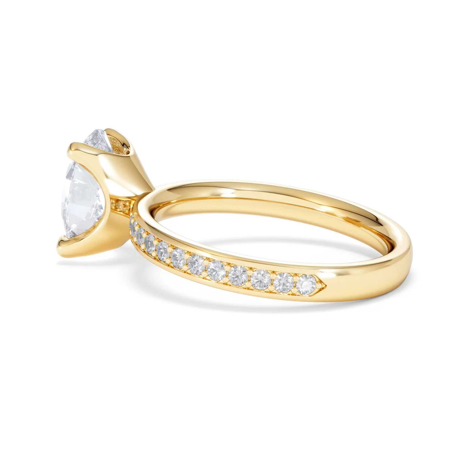 Origin 2.25ct Oval Cut Lab Diamond Solitaire Engagement Ring with Side Stones in 18K Yellow Gold - Image 62