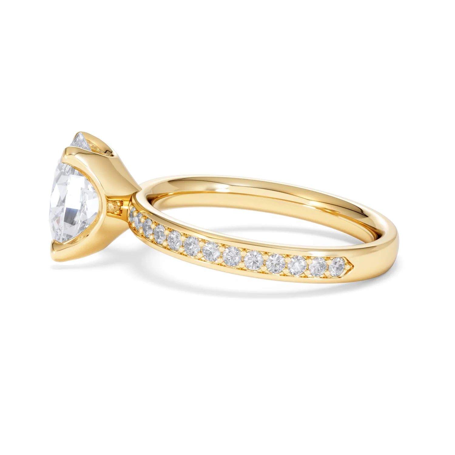 Origin 2.25ct Oval Cut Lab Diamond Solitaire Engagement Ring with Side Stones in 18K Yellow Gold - Image 66